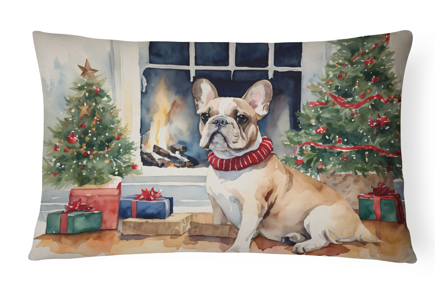 Waiting on Christmas Throw Pillow Throw Pillow for Indoor Couch Bed Outdoor Patio Washable, French Bulldog 1357,12Hx16W