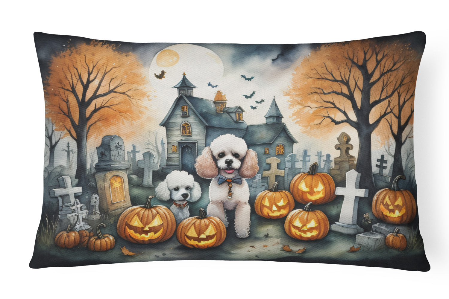 Spooky Halloween Throw Pillow Throw Pillow for Indoor Couch Bed Outdoor Patio Washable, Poodle 2067,12Hx16W