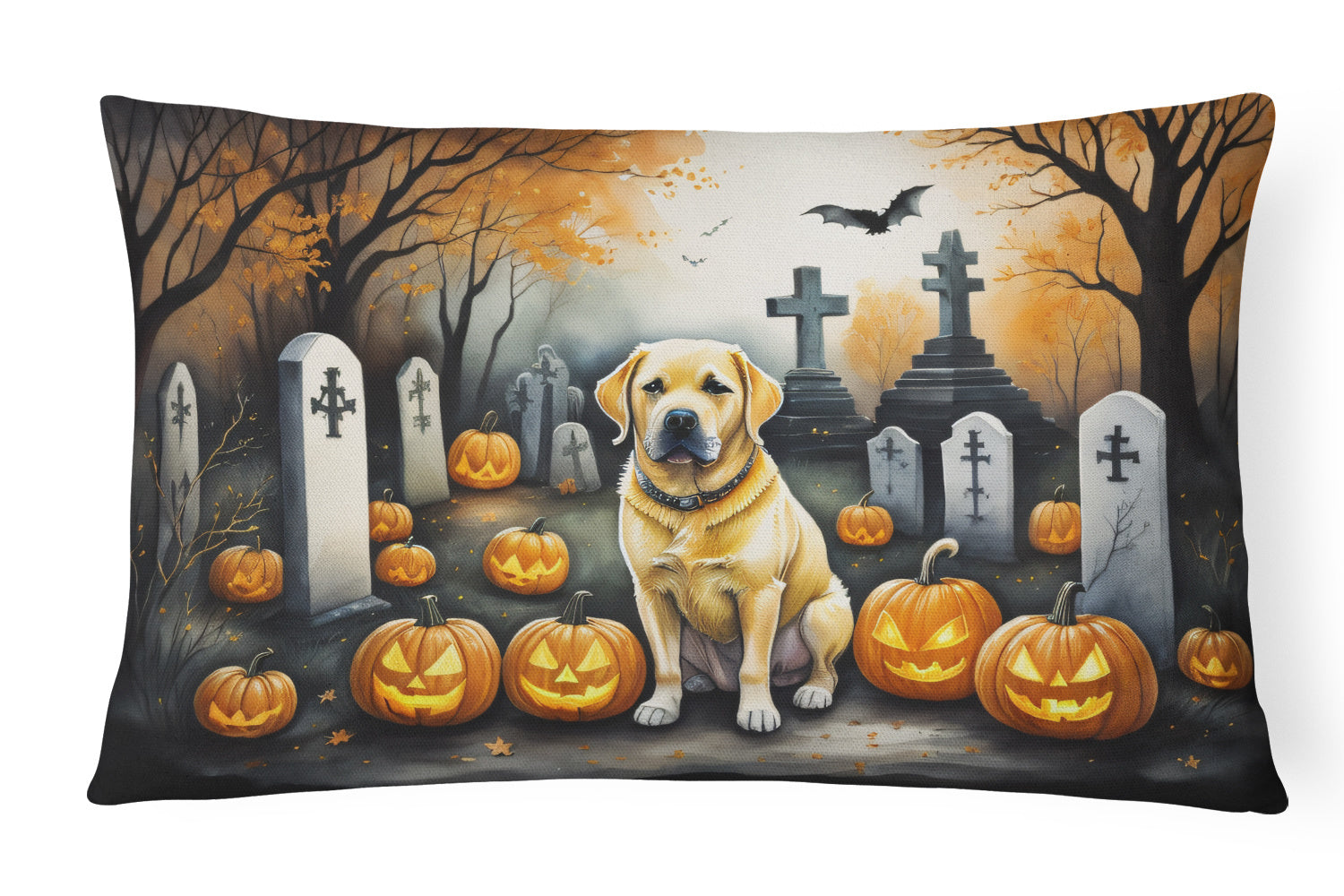 Spooky Halloween Throw Pillow Throw Pillow for Indoor Couch Bed Outdoor Patio Washable, Labrador Retriever 2059,12Hx16W