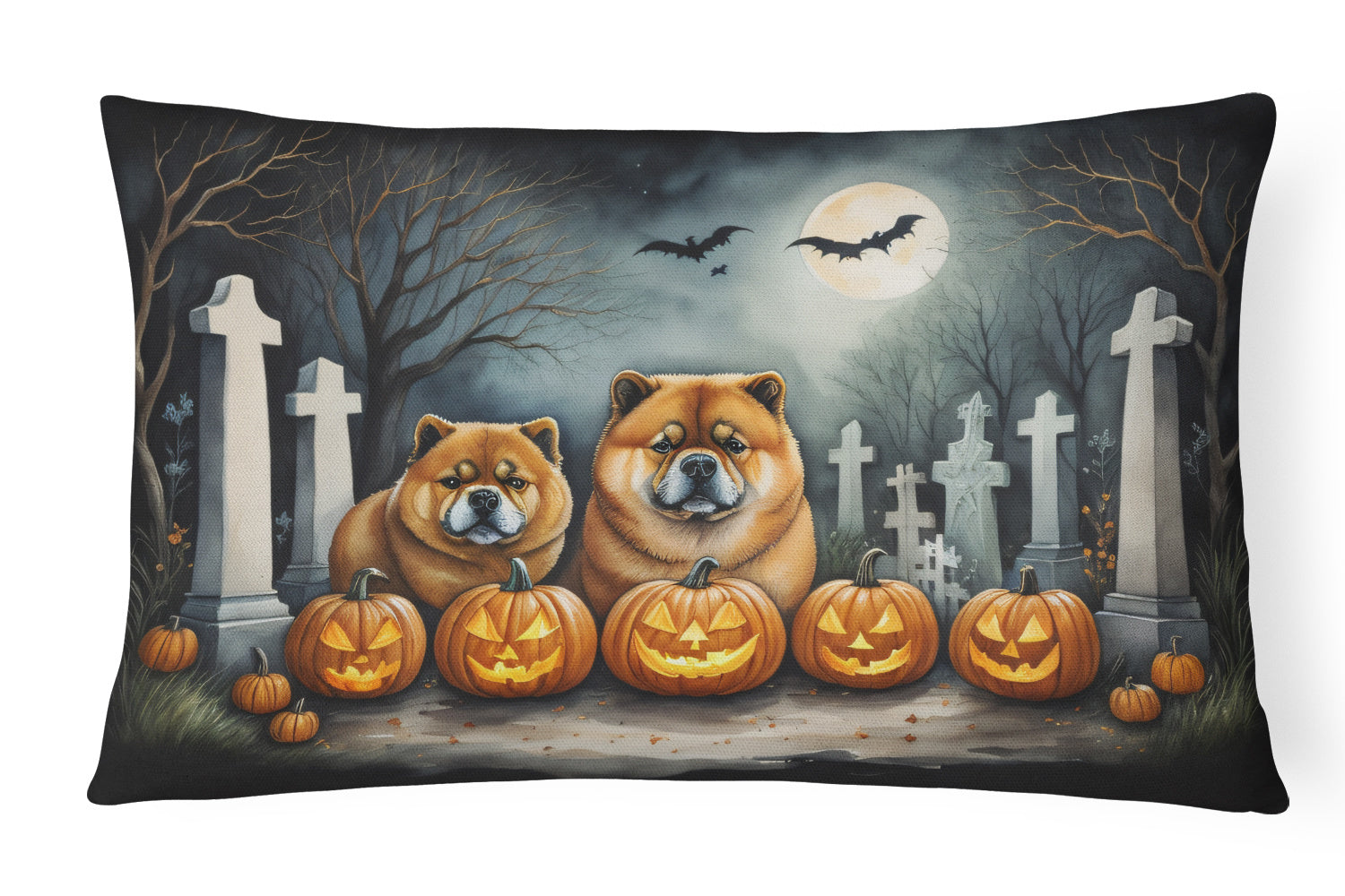 Spooky Halloween Throw Pillow Throw Pillow for Indoor Couch Bed Outdoor Patio Washable, Chow Chow 2034,12Hx16W