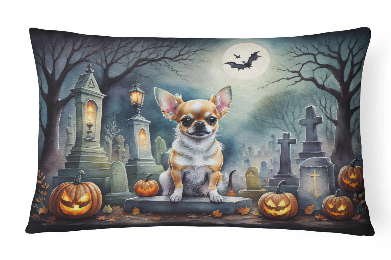 Spooky Halloween Throw Pillow Throw Pillow for Indoor Couch Bed Outdoor Patio Washable, Chihuahua 2031,12Hx16W