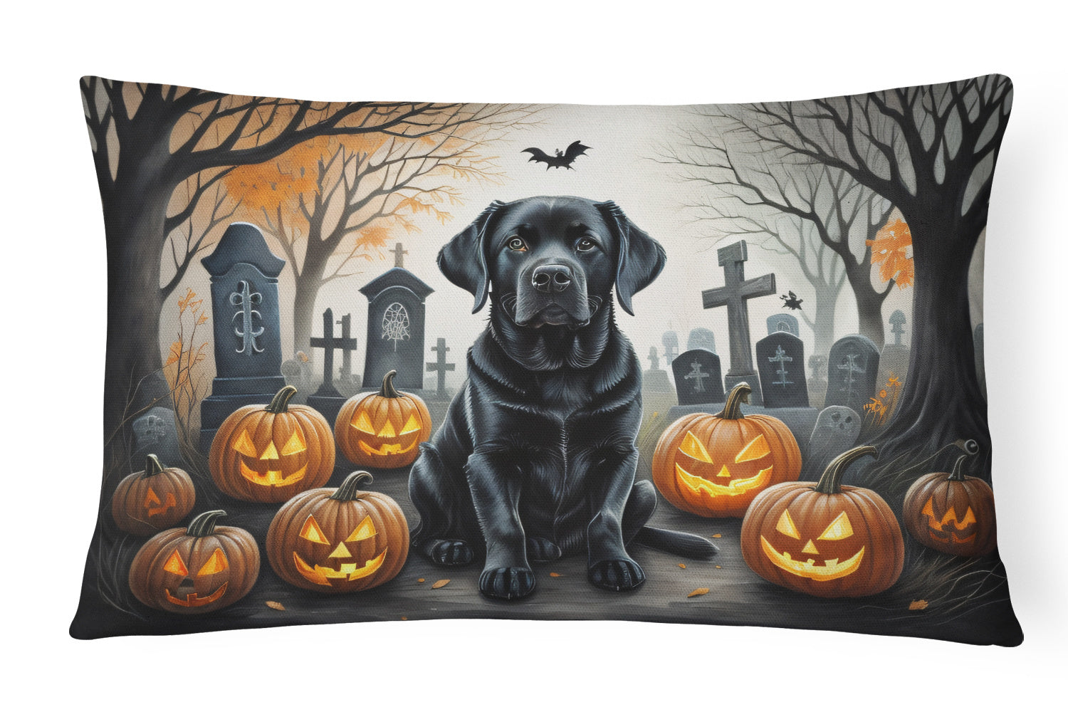 Spooky Halloween Throw Pillow Throw Pillow for Indoor Couch Bed Outdoor Patio Washable, Labrador Retriever 2016,12Hx16W