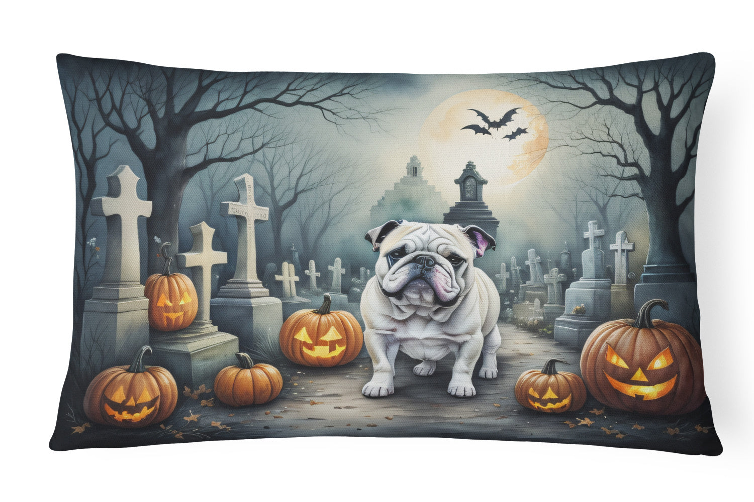 Spooky Halloween Throw Pillow Throw Pillow for Indoor Couch Bed Outdoor Patio Washable, English Bulldog 2039,12Hx16W