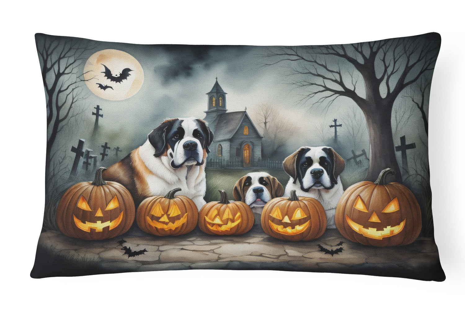 Spooky Halloween Throw Pillow Throw Pillow for Indoor Couch Bed Outdoor Patio Washable, Saint Bernard 2050,12Hx16W