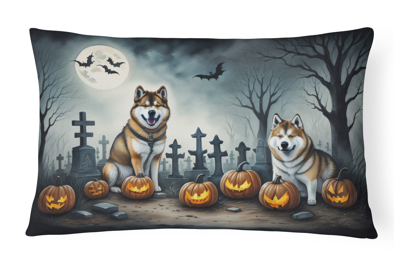 Spooky Halloween Throw Pillow Throw Pillow for Indoor Couch Bed Outdoor Patio Washable, Akita 2005,12Hx16W