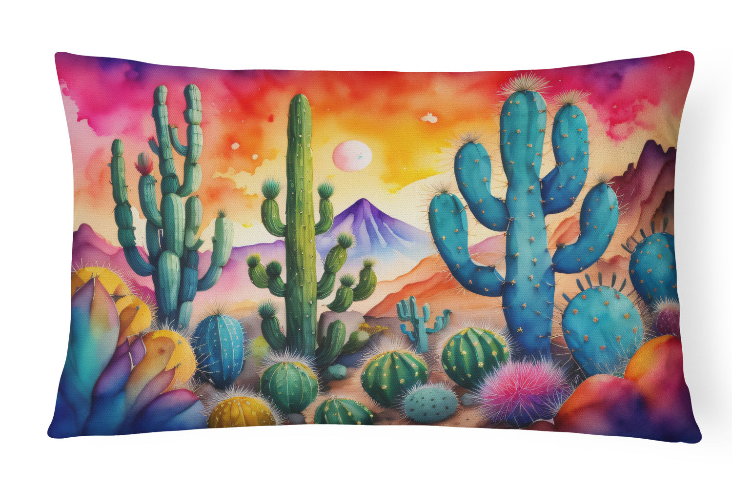 Flowers in Color Throw Pillow Throw Pillow for Indoor Couch Bed Outdoor Patio Washable, Cactus 1415,12Hx16W