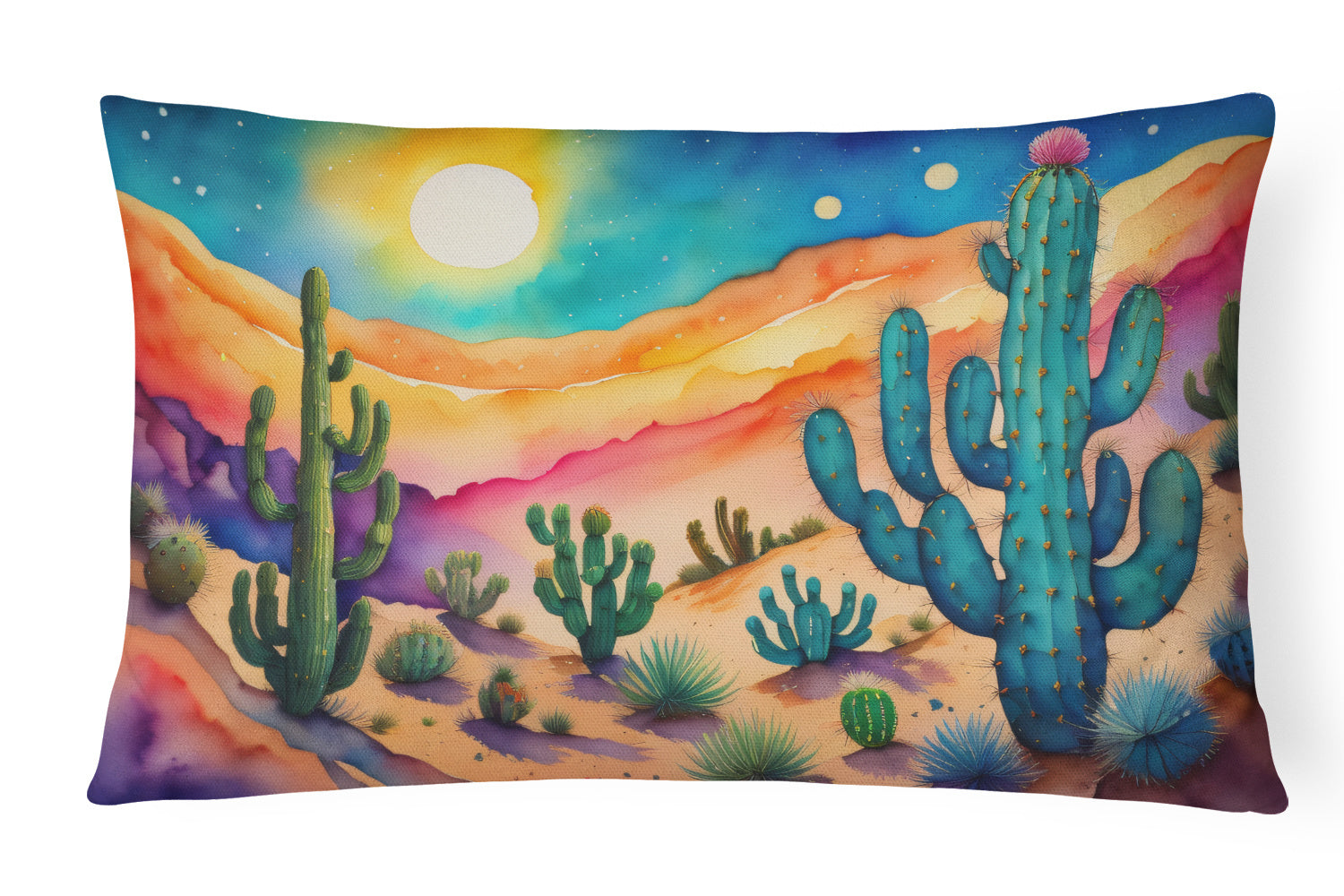 Flowers in Color Throw Pillow Throw Pillow for Indoor Couch Bed Outdoor Patio Washable, Cactus 1416,12Hx16W