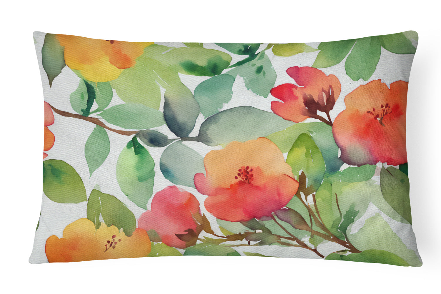 State Watercolor Flowers Throw Pillow Throw Pillow for Indoor Couch Bed Outdoor Patio Washable, Connecticut Mountain Laurels 1633,12Hx16W