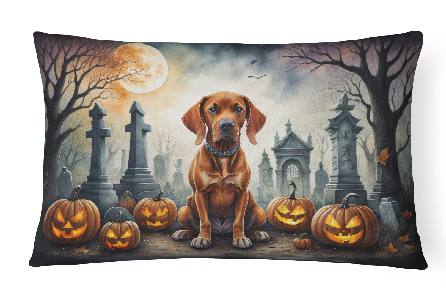 Spooky Halloween Throw Pillow Throw Pillow for Indoor Couch Bed Outdoor Patio Washable, Vizsla 2056,12Hx16W