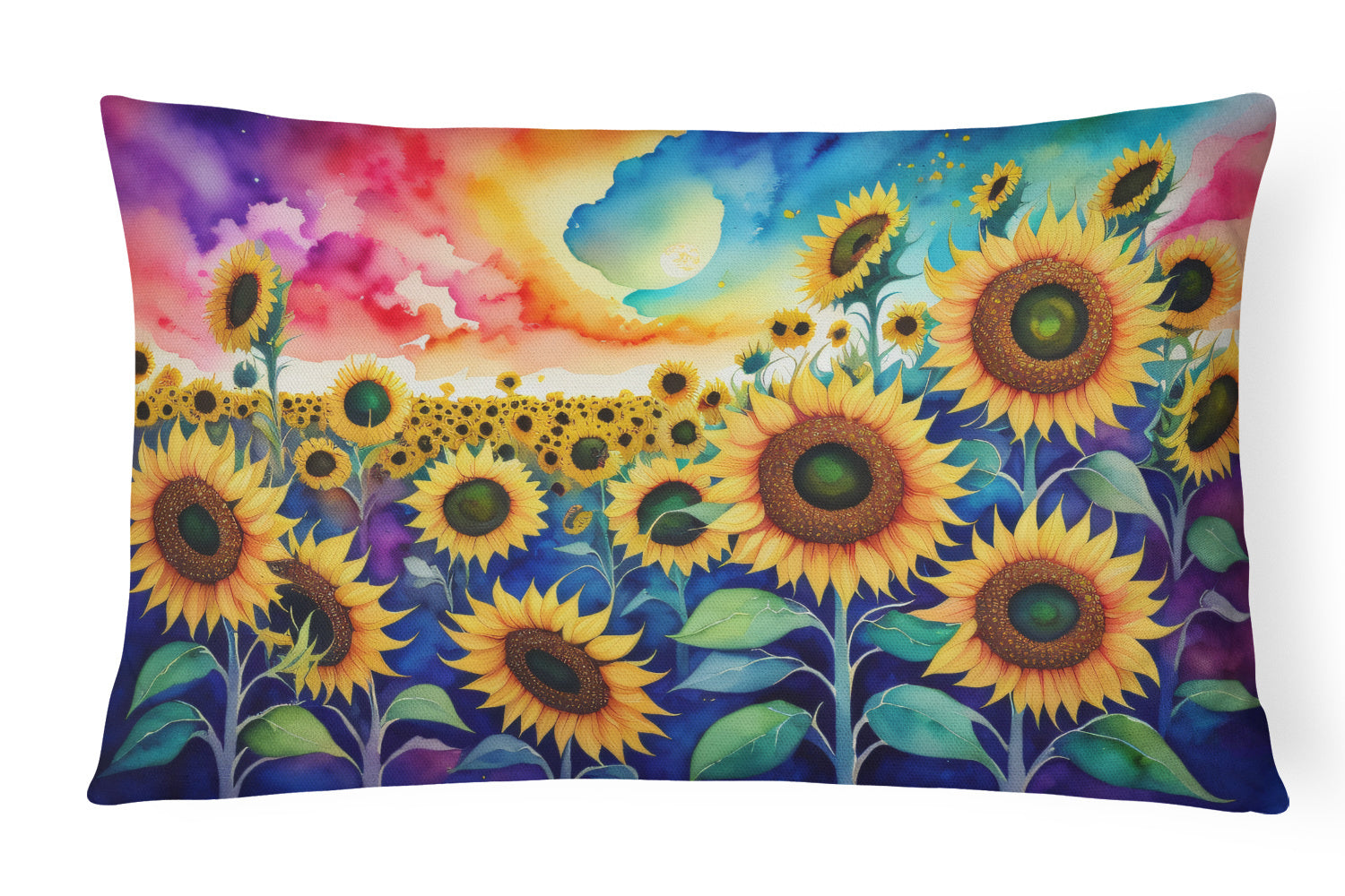 Flowers in Color Throw Pillow Throw Pillow for Indoor Couch Bed Outdoor Patio Washable, Sunflowers,12Hx16W