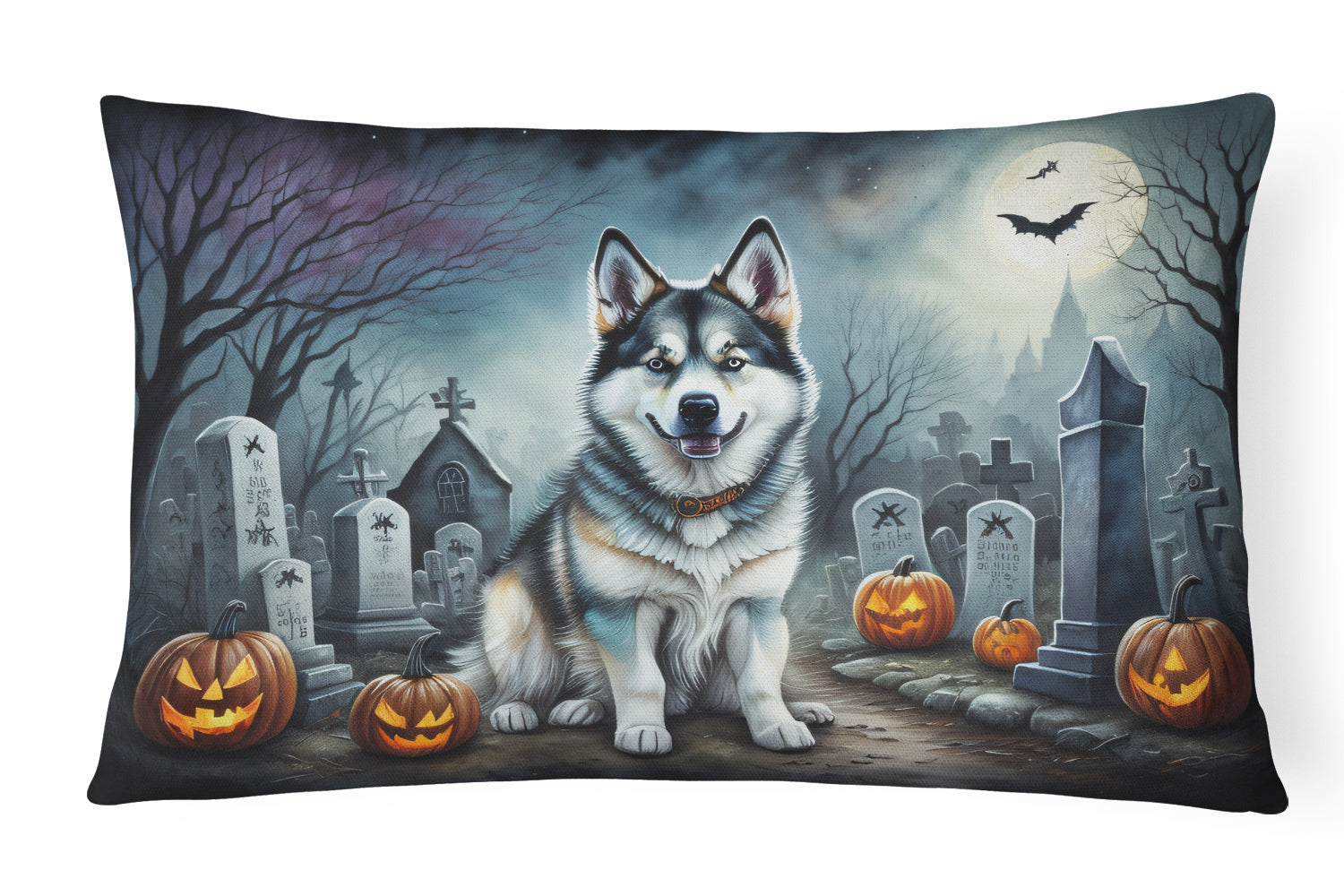 Spooky Halloween Throw Pillow Throw Pillow for Indoor Couch Bed Outdoor Patio Washable, Alaskan Malamute 2006,12Hx16W