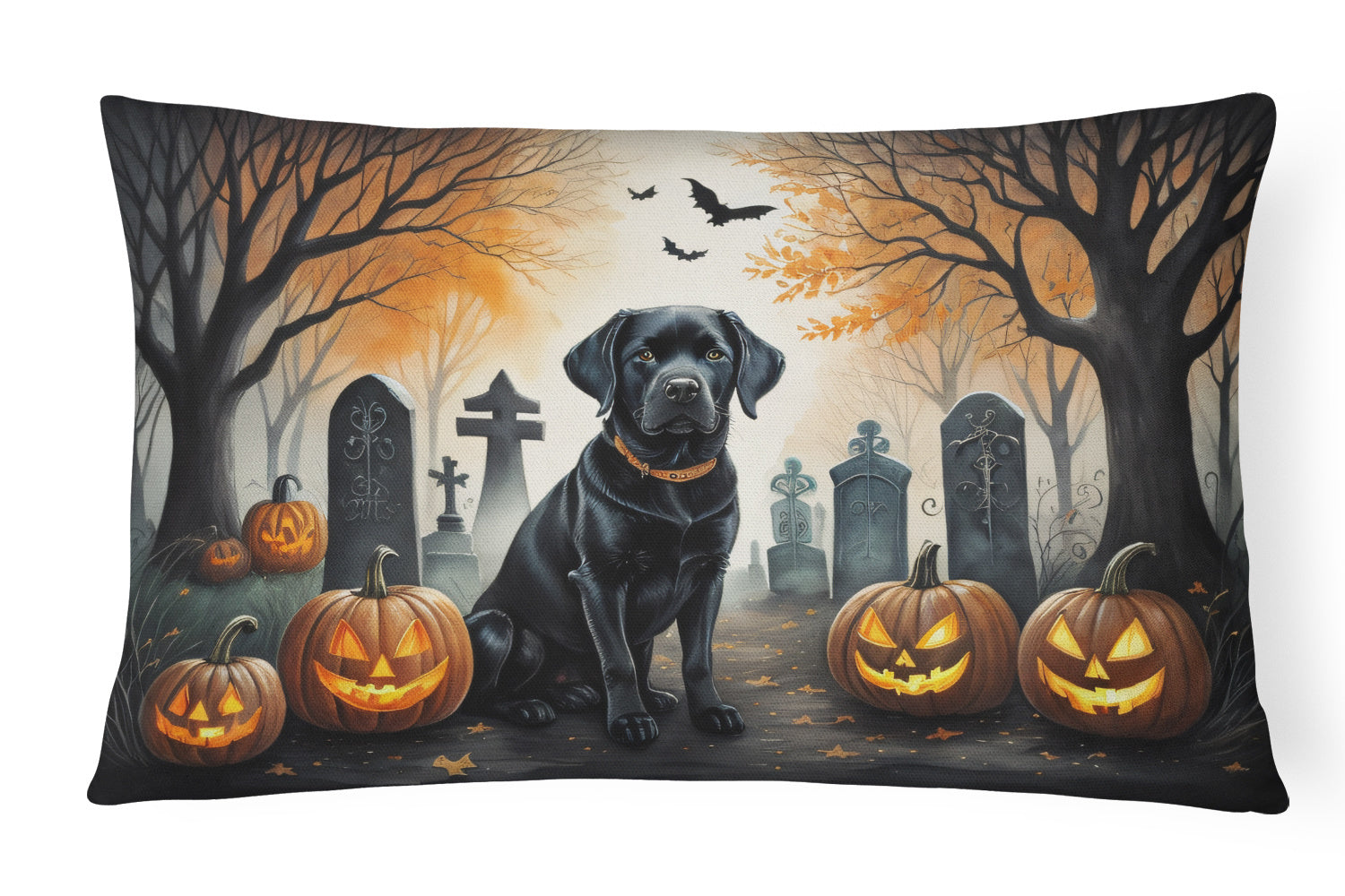 Spooky Halloween Throw Pillow Throw Pillow for Indoor Couch Bed Outdoor Patio Washable, Labrador Retriever 2015,12Hx16W