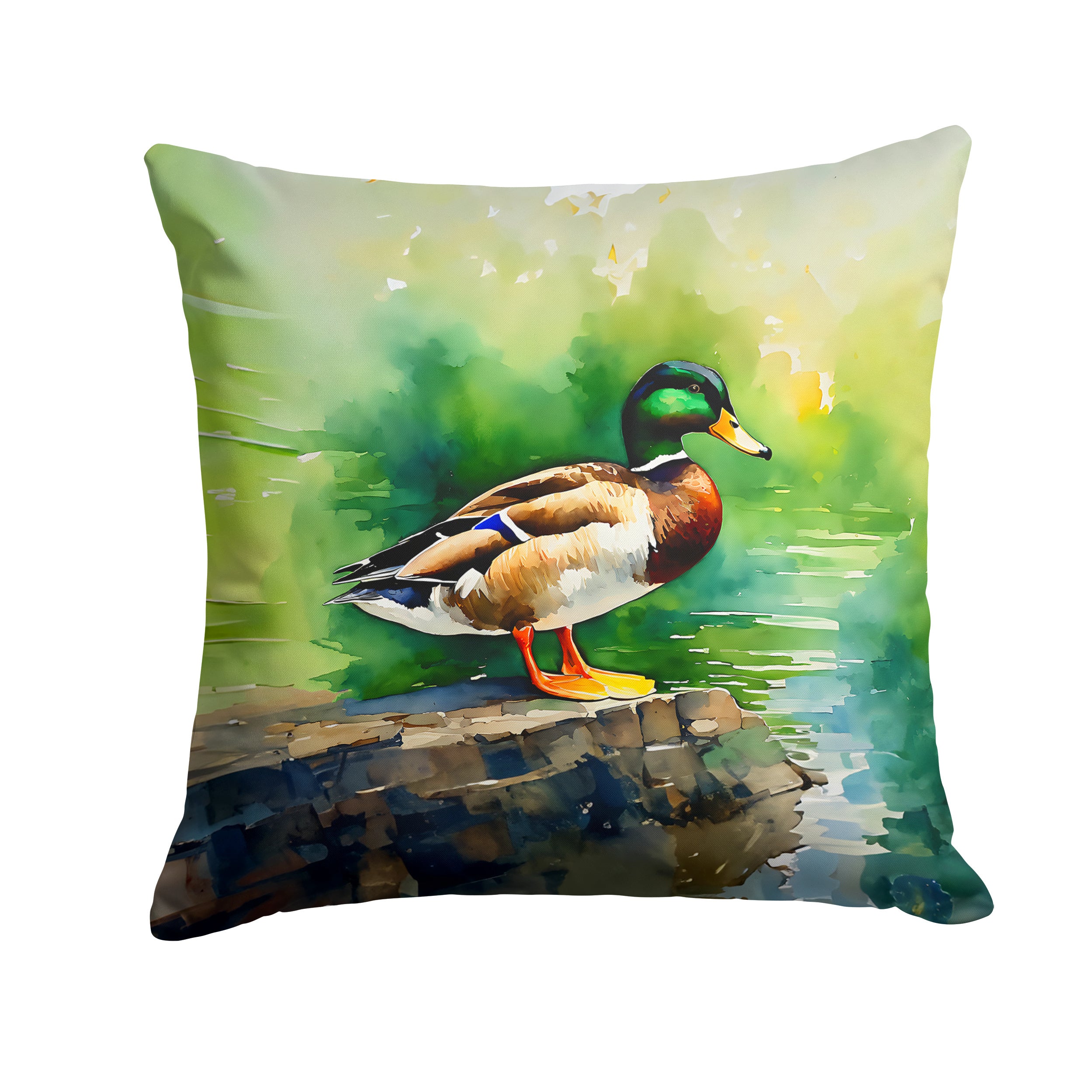 Mallard Throw Pillow Machine Washable, Indoor Outdoor Decorative Pillow for Couch, Bed or Patio, 14Hx14W