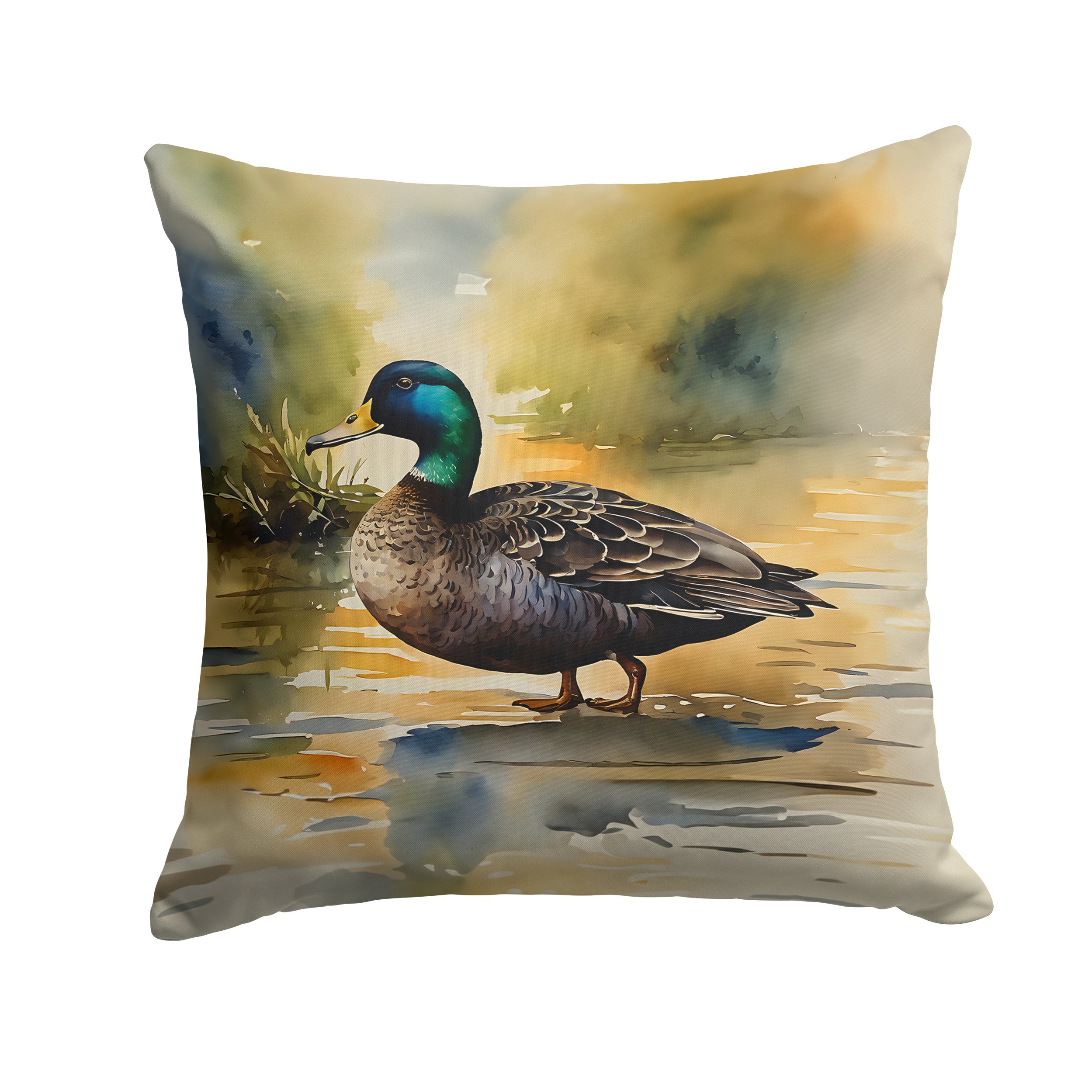 American Black Duck Throw Pillow Machine Washable, Indoor Outdoor Decorative Pillow for Couch, Bed or Patio, 14Hx14W