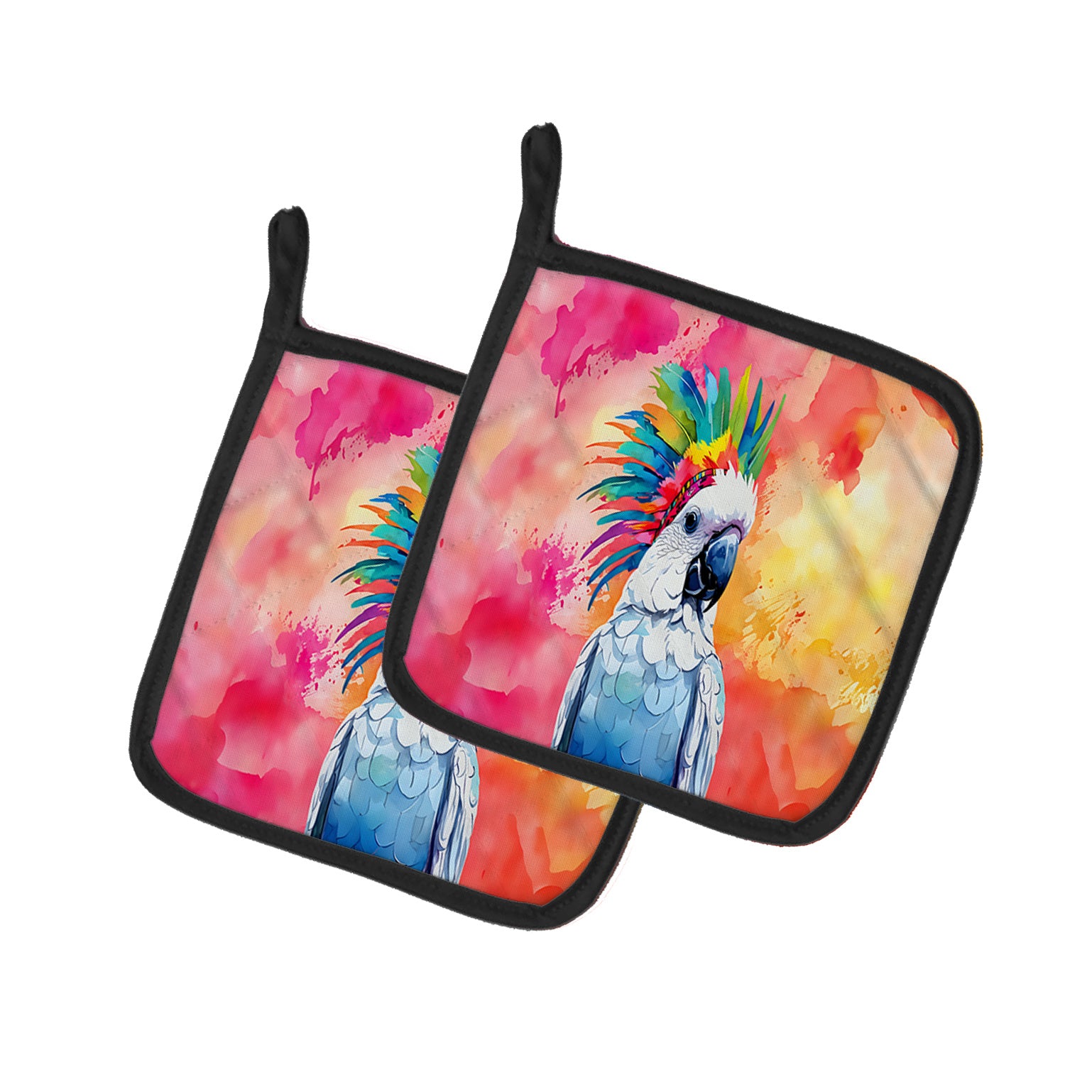 NEW Hippie Animal Cockatoo Pair of Pot Holders Kitchen Heat Resistant Pot Holders Sets Oven Hot Pads for Cooking Baking BBQ, 7 1/2 x 7 1/2