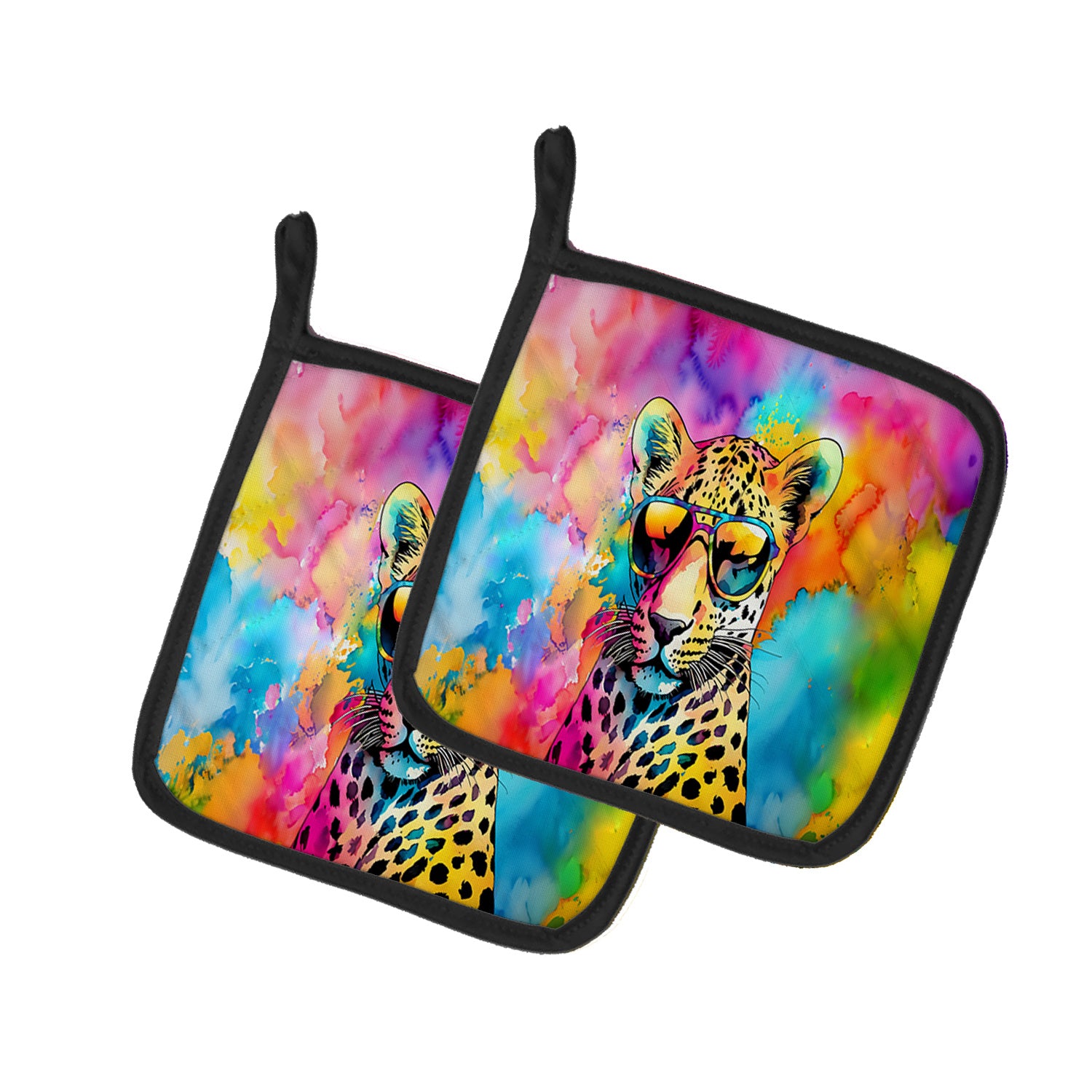 NEW Hippie Animal Leopard Pair of Pot Holders Kitchen Heat Resistant Pot Holders Sets Oven Hot Pads for Cooking Baking BBQ, 7 1/2 x 7 1/2