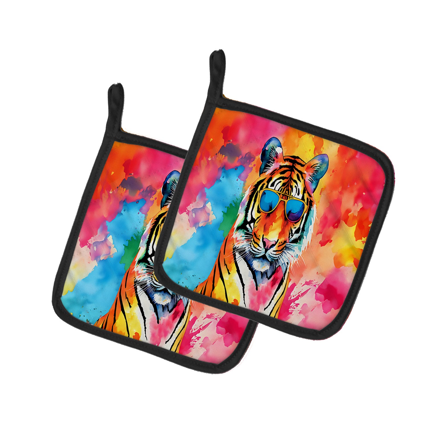 NEW Hippie Animal Bengal Tiger Pair of Pot Holders Kitchen Heat Resistant Pot Holders Sets Oven Hot Pads for Cooking Baking BBQ, 7 1/2 x 7 1/2