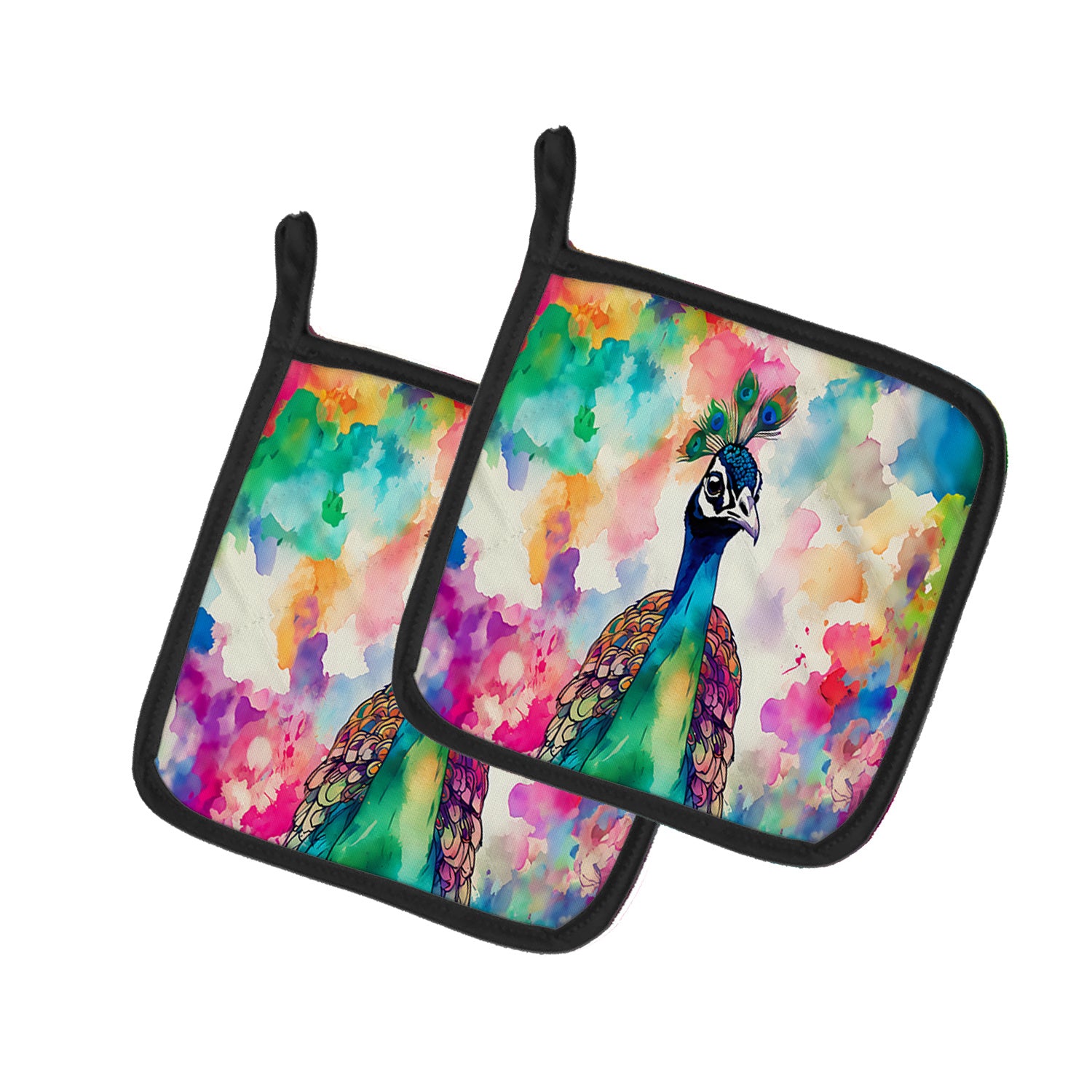 NEW Hippie Animal Peacock Pair of Pot Holders Kitchen Heat Resistant Pot Holders Sets Oven Hot Pads for Cooking Baking BBQ, 7 1/2 x 7 1/2