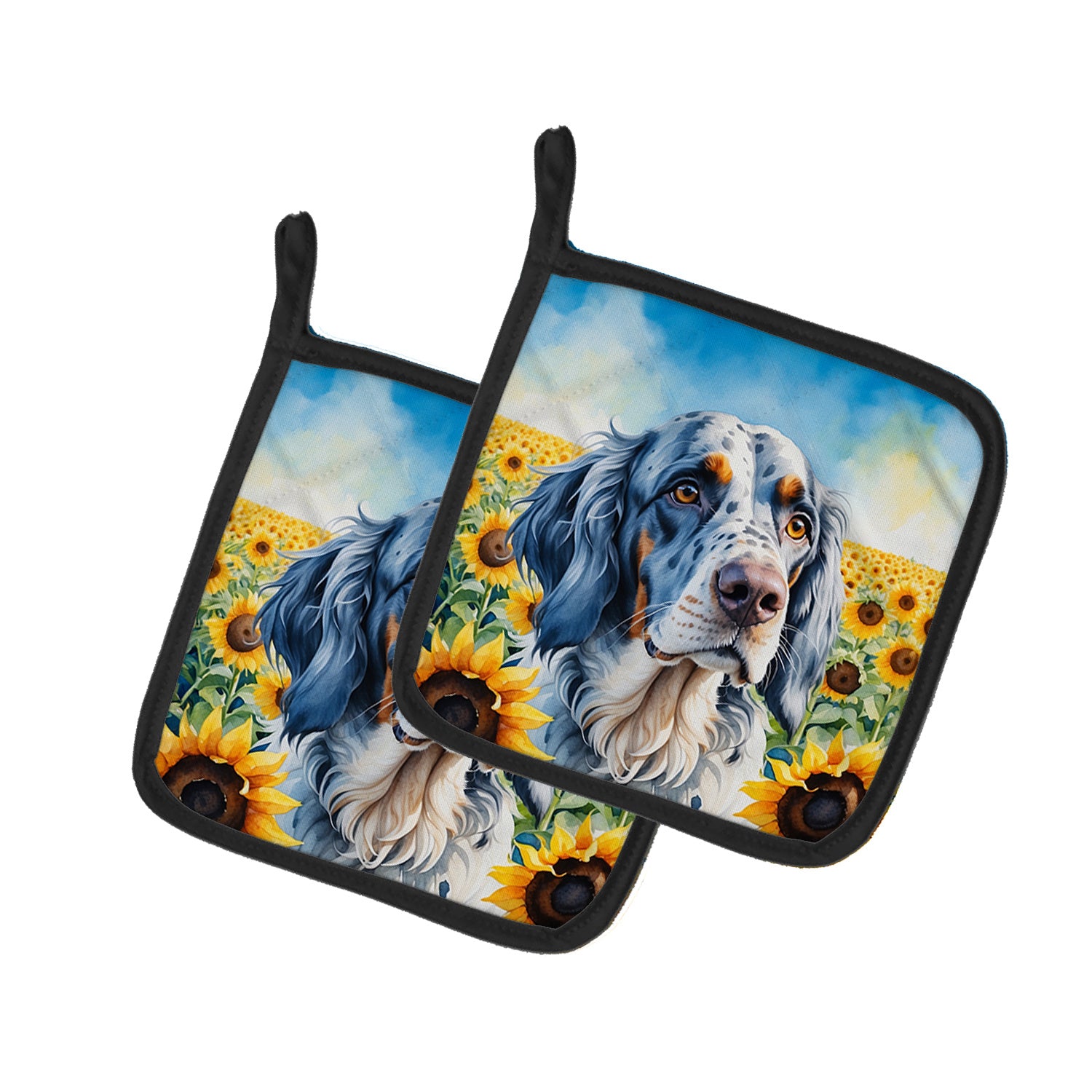 English Setter in Sunflowers Pair of Pot Holders Kitchen Heat Resistant Pot Holders Sets Oven Hot Pads for Cooking Baking BBQ, 7 1/2 x 7 1/2