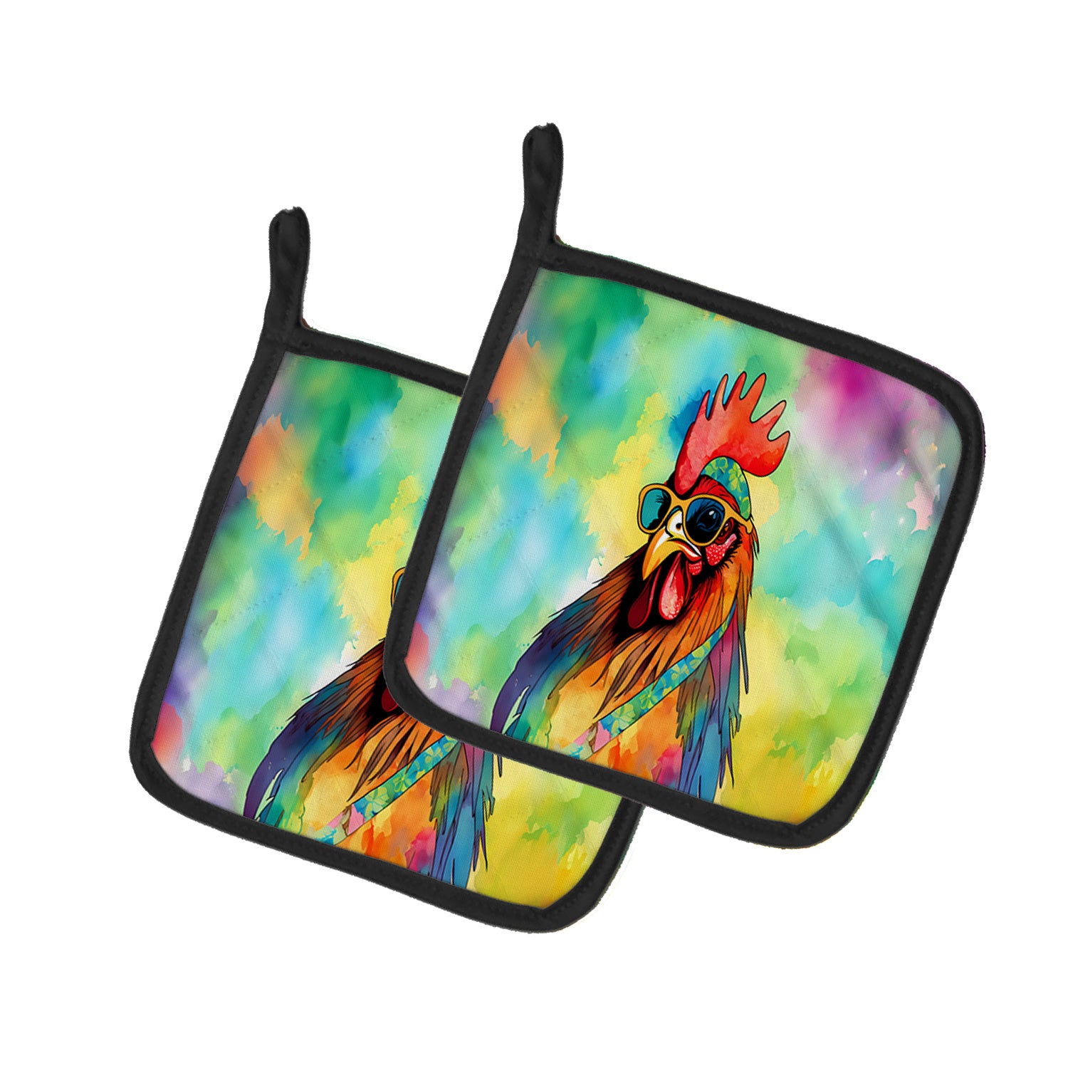 NEW Hippie Animal Rooster Pair of Pot Holders Kitchen Heat Resistant Pot Holders Sets Oven Hot Pads for Cooking Baking BBQ, 7 1/2 x 7 1/2