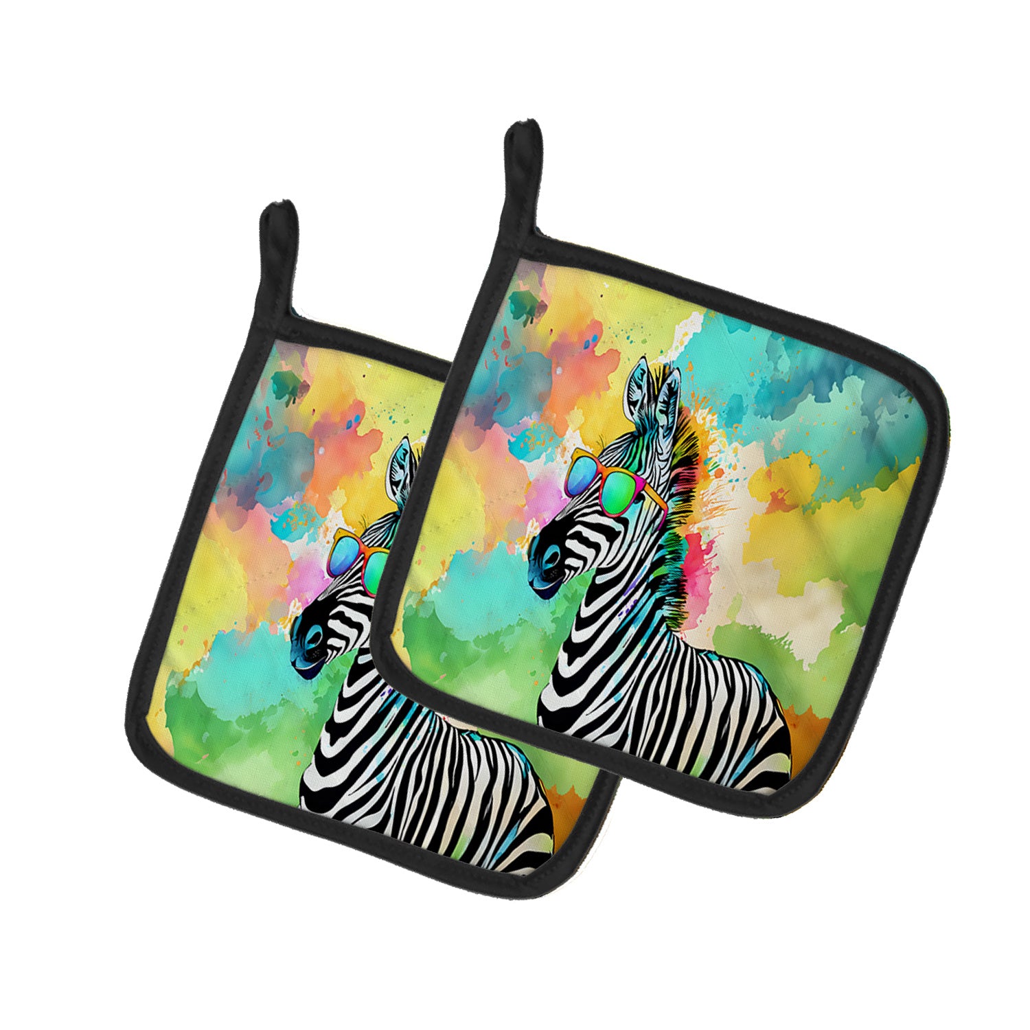 NEW Hippie Animal Zebra Pair of Pot Holders Kitchen Heat Resistant Pot Holders Sets Oven Hot Pads for Cooking Baking BBQ, 7 1/2 x 7 1/2