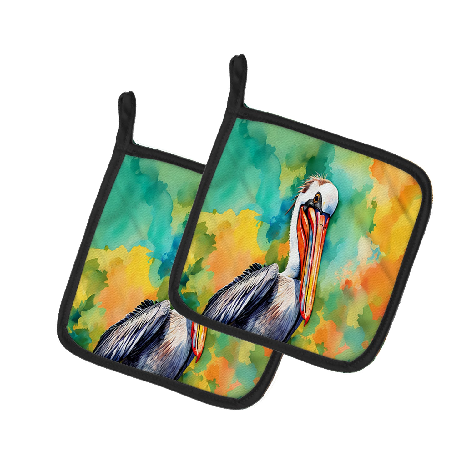 NEW Hippie Animal Pelican Pair of Pot Holders Kitchen Heat Resistant Pot Holders Sets Oven Hot Pads for Cooking Baking BBQ, 7 1/2 x 7 1/2