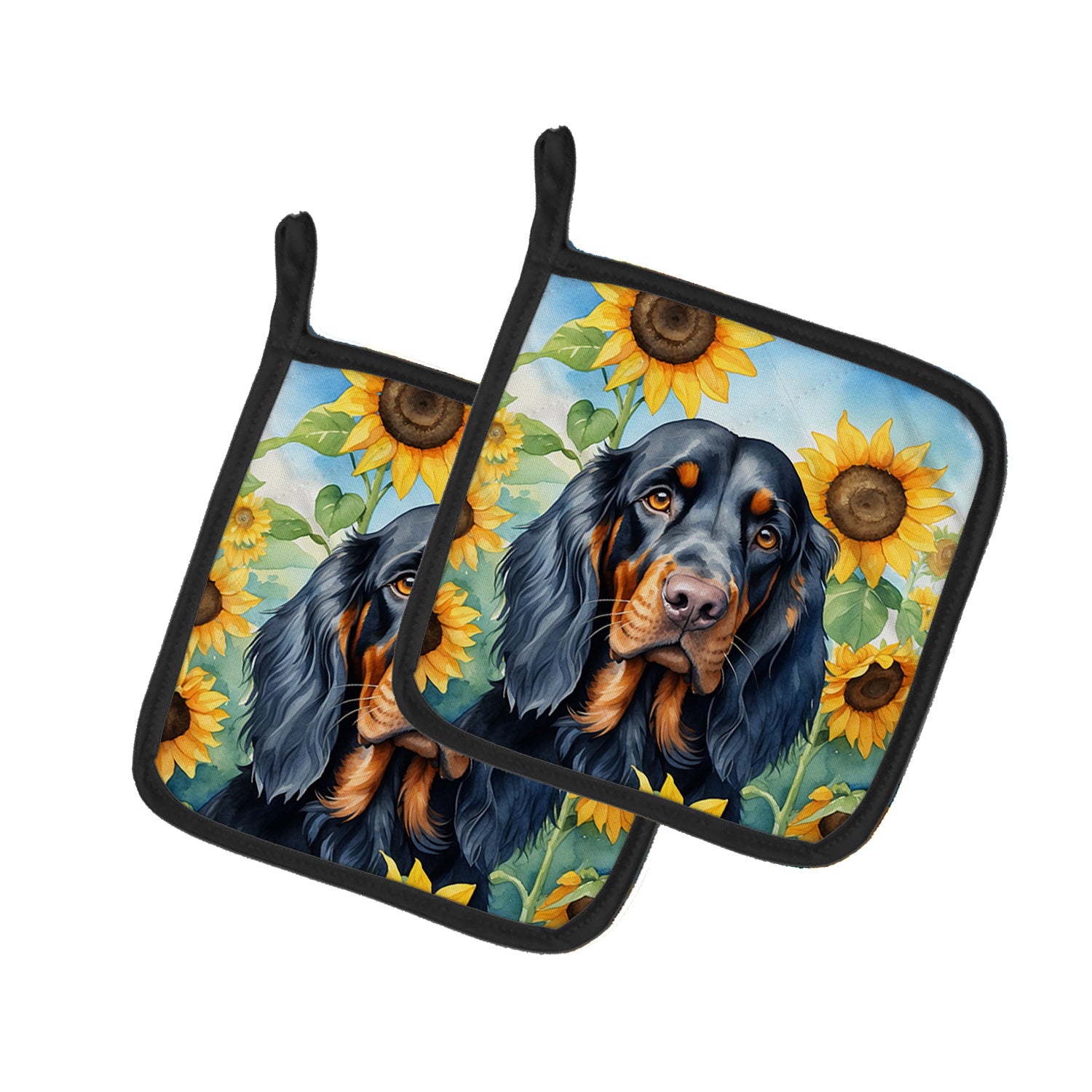 Gordon Setter in Sunflowers Pair of Pot Holders Kitchen Heat Resistant Pot Holders Sets Oven Hot Pads for Cooking Baking BBQ, 7 1/2 x 7 1/2