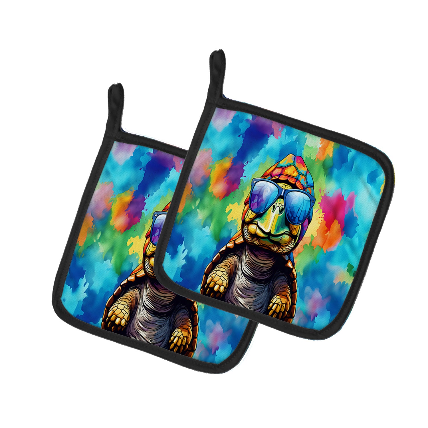 NEW Hippie Animal Tortoise Turtle Pair of Pot Holders Kitchen Heat Resistant Pot Holders Sets Oven Hot Pads for Cooking Baking BBQ, 7 1/2 x 7 1/2