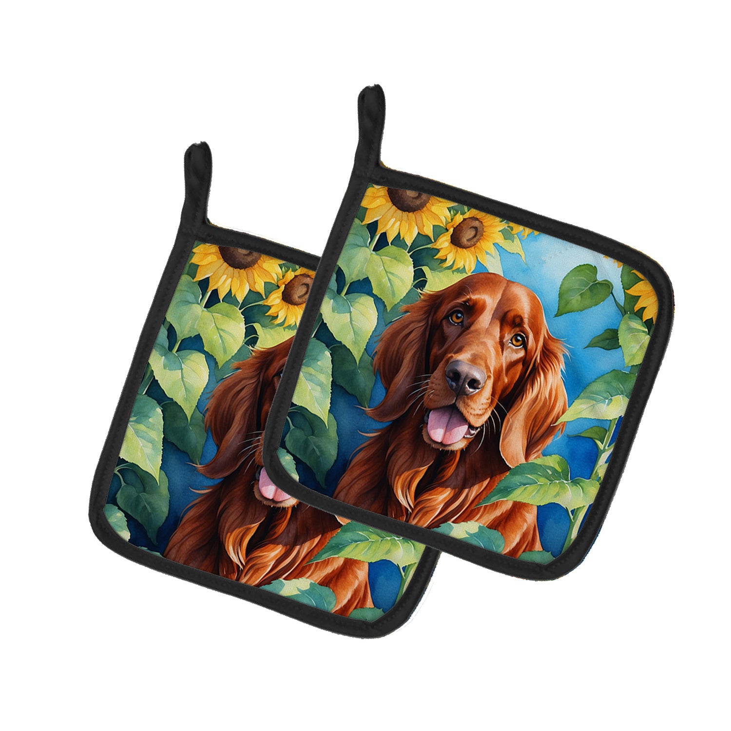 Irish Setter in Sunflowers Pair of Pot Holders Kitchen Heat Resistant Pot Holders Sets Oven Hot Pads for Cooking Baking BBQ, 7 1/2 x 7 1/2