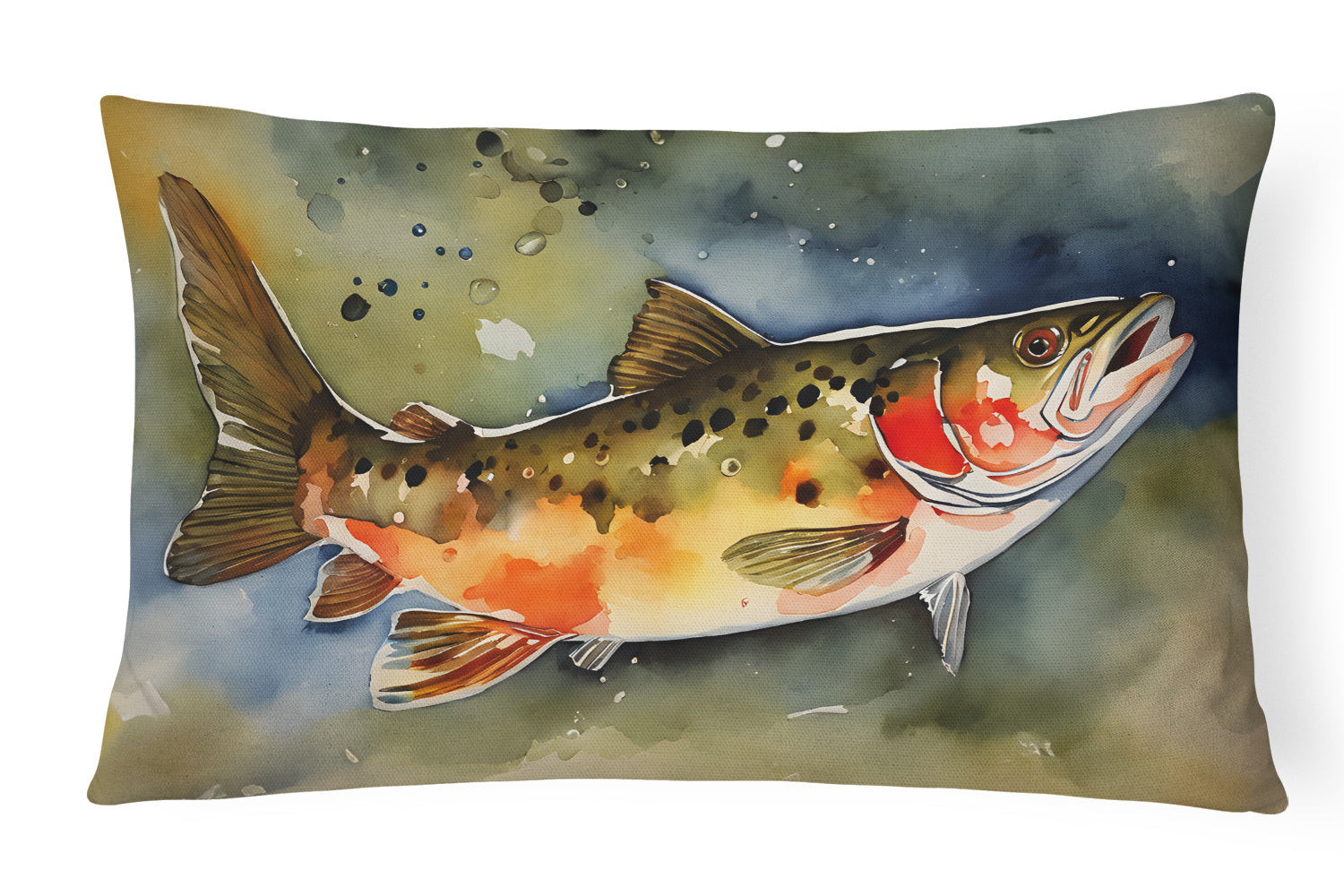 Nautical Collection Throw Pillow Throw Pillow for Indoor Couch Bed Outdoor Patio Washable, Brook Trout 2776,12Hx16W