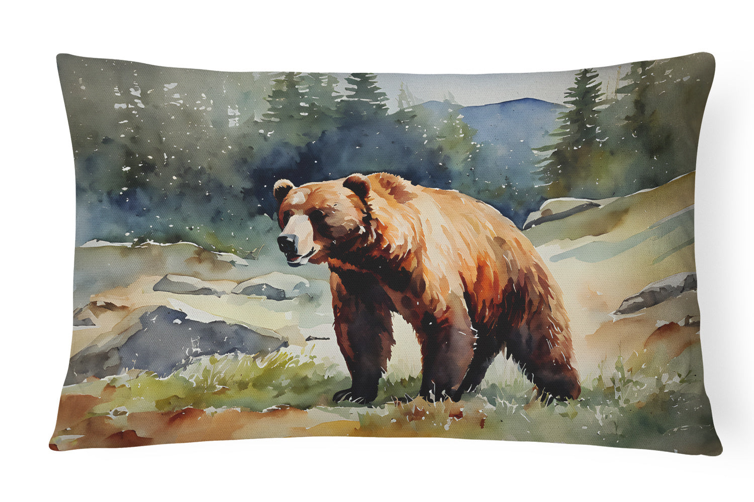 NEW Watercolor Wildlife Throw Pillow Throw Pillow for Indoor Couch Bed Outdoor Patio Washable, Kodiak Bear 2943,12Hx16W