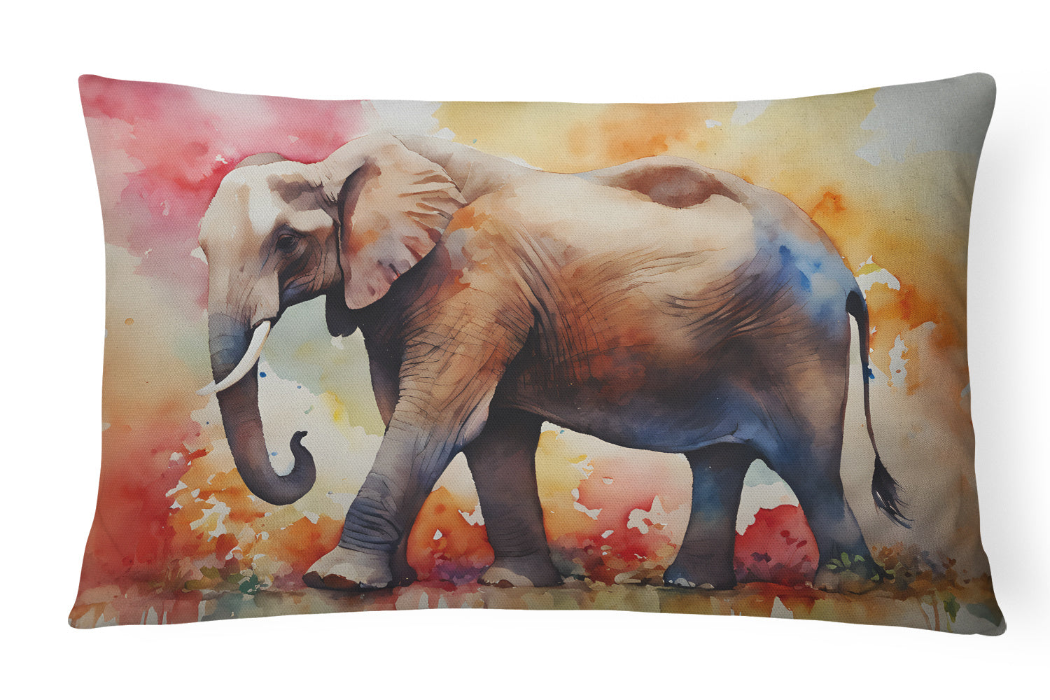 NEW Watercolor Wildlife Throw Pillow Throw Pillow for Indoor Couch Bed Outdoor Patio Washable, Elephant 2907,12Hx16W