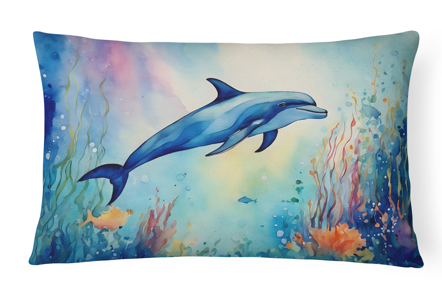 Nautical Collection Throw Pillow Throw Pillow for Indoor Couch Bed Outdoor Patio Washable, Dolphin 2786,12Hx16W