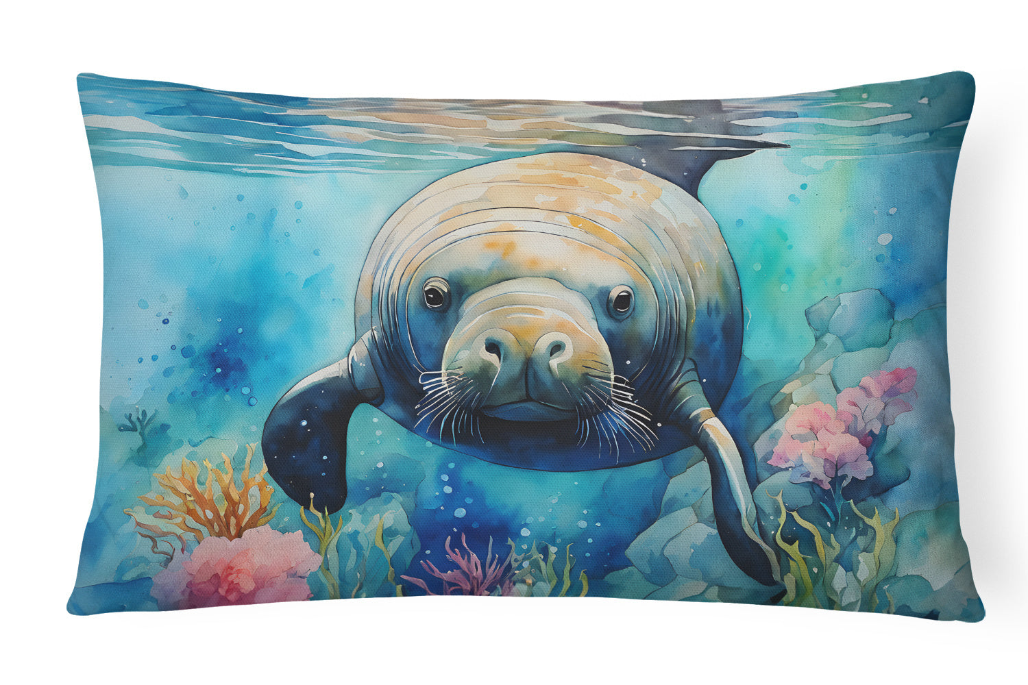 Nautical Collection Throw Pillow Throw Pillow for Indoor Couch Bed Outdoor Patio Washable, Manatee 2814,12Hx16W