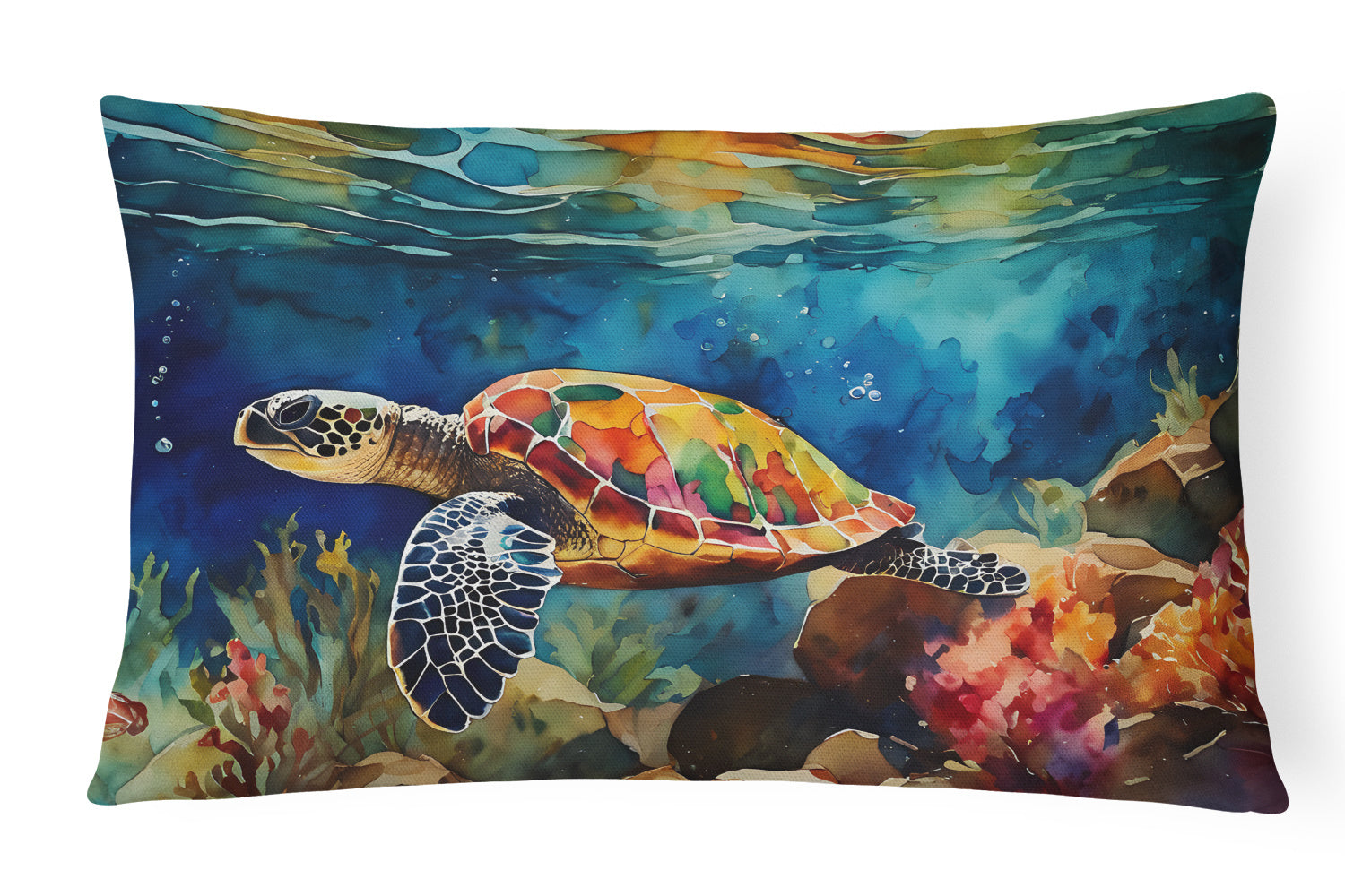 Nautical Collection Throw Pillow Throw Pillow for Indoor Couch Bed Outdoor Patio Washable, Loggerhead Sea Turtle 2808,12Hx16W