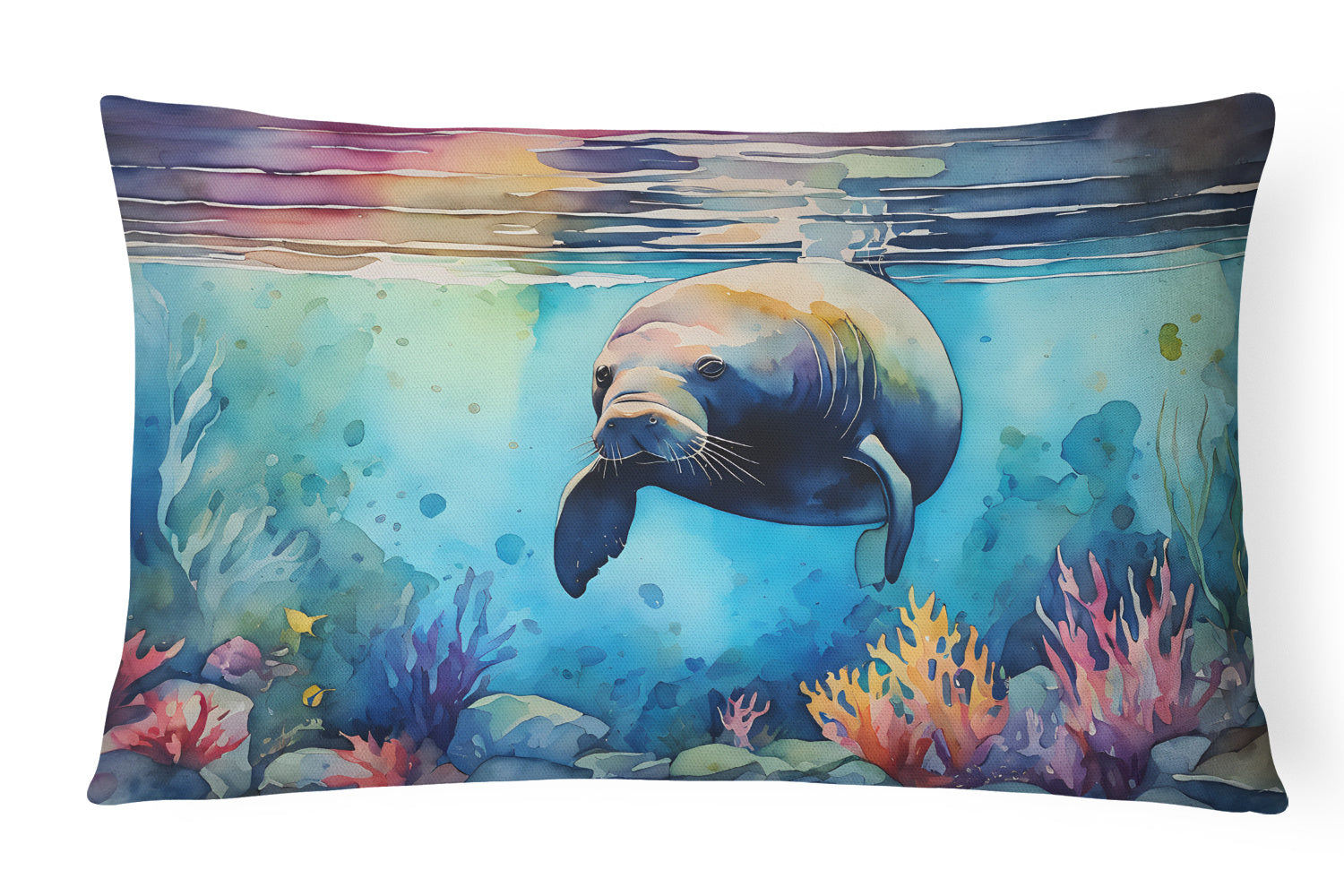 Nautical Collection Throw Pillow Throw Pillow for Indoor Couch Bed Outdoor Patio Washable, Manatee 2810,12Hx16W