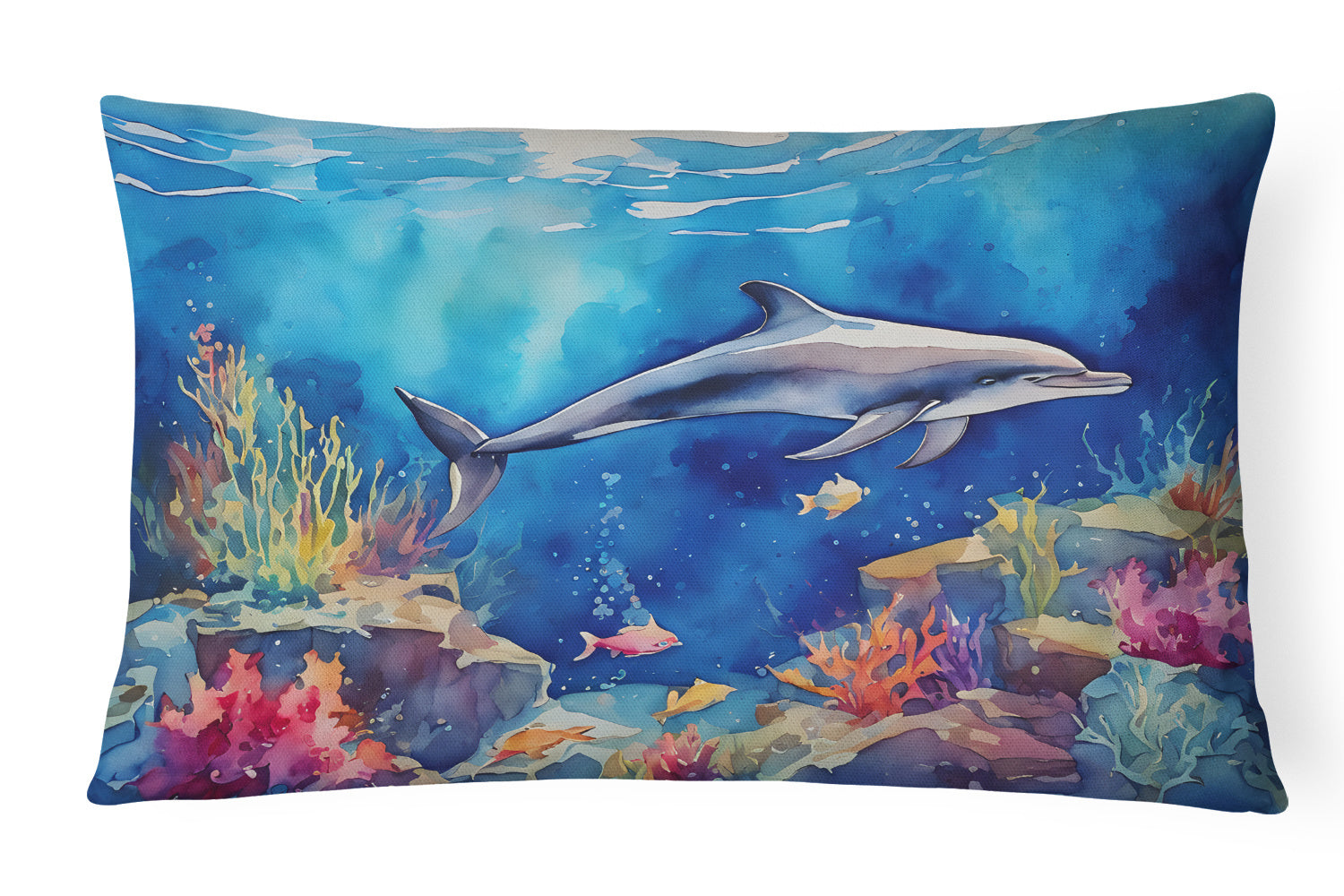 Nautical Collection Throw Pillow Throw Pillow for Indoor Couch Bed Outdoor Patio Washable, Dolphin 2785,12Hx16W