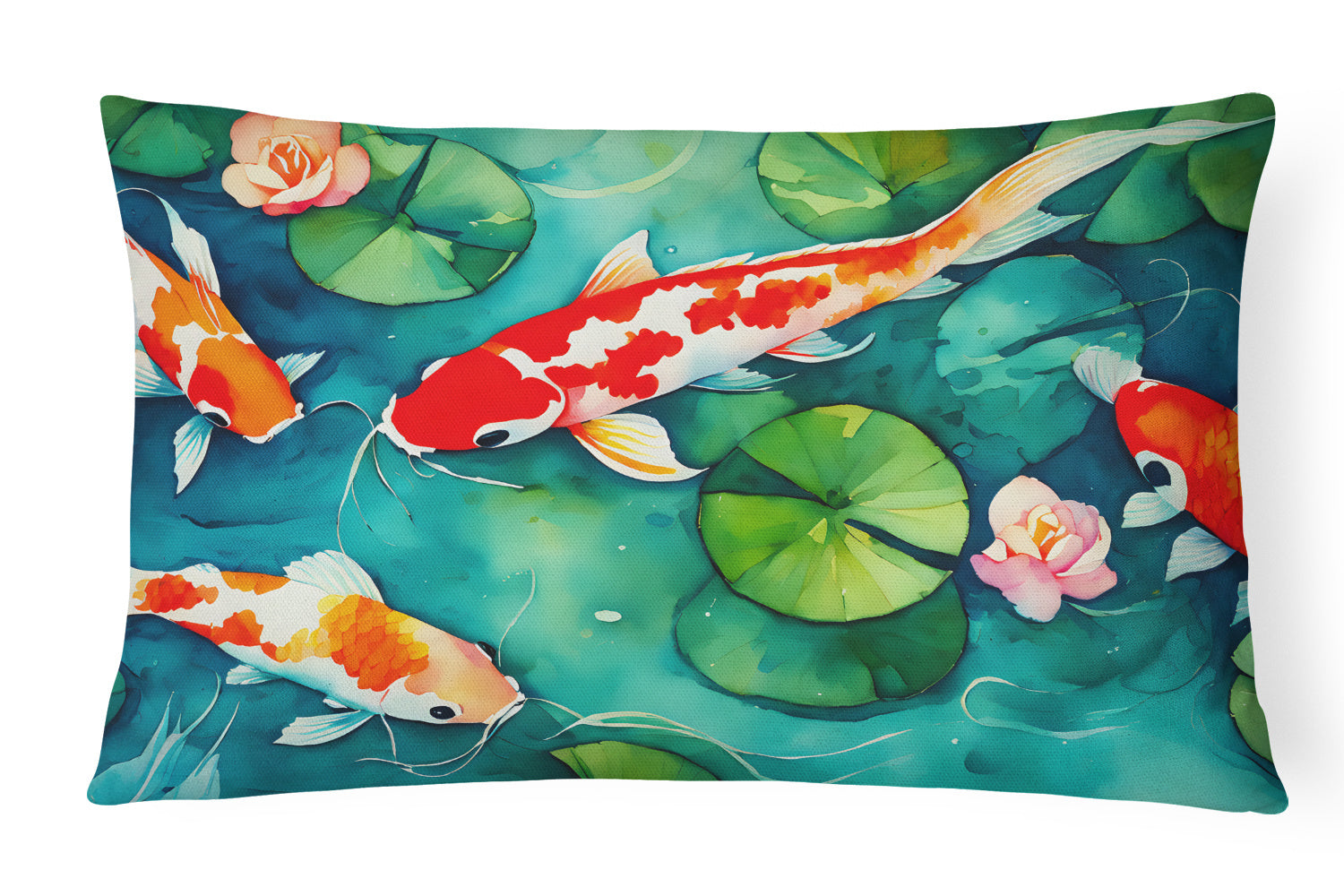 Nautical Collection Throw Pillow Throw Pillow for Indoor Couch Bed Outdoor Patio Washable, Koi Fish 2801,12Hx16W