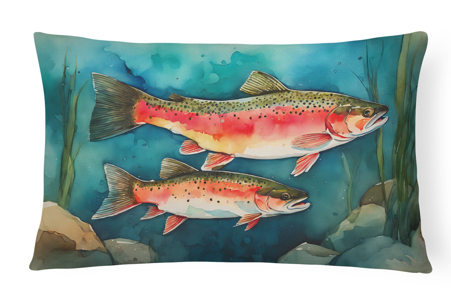 Nautical Collection Throw Pillow Throw Pillow for Indoor Couch Bed Outdoor Patio Washable, Trout 2839,12Hx16W