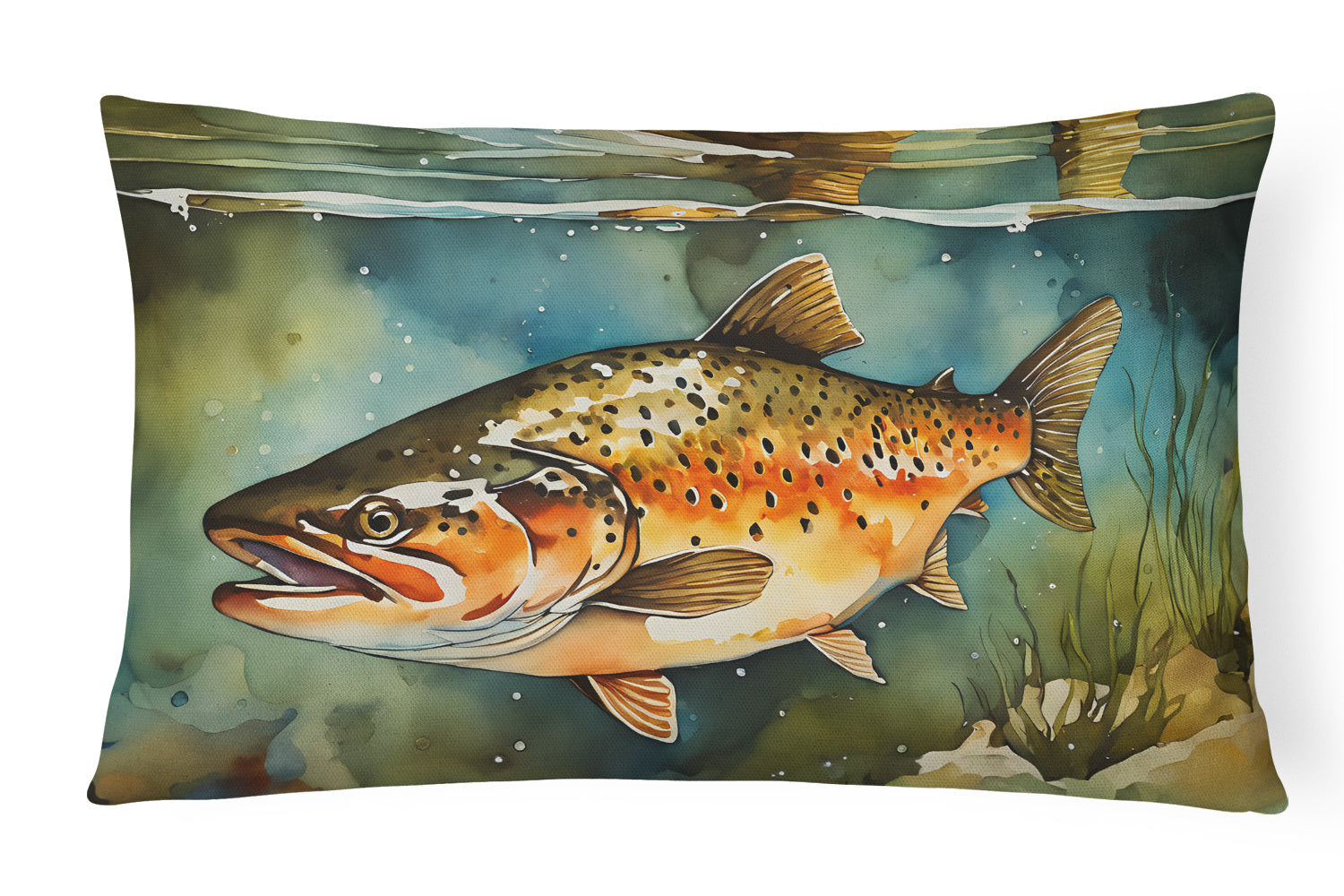 Nautical Collection Throw Pillow Throw Pillow for Indoor Couch Bed Outdoor Patio Washable, Brook Trout 2780,12Hx16W