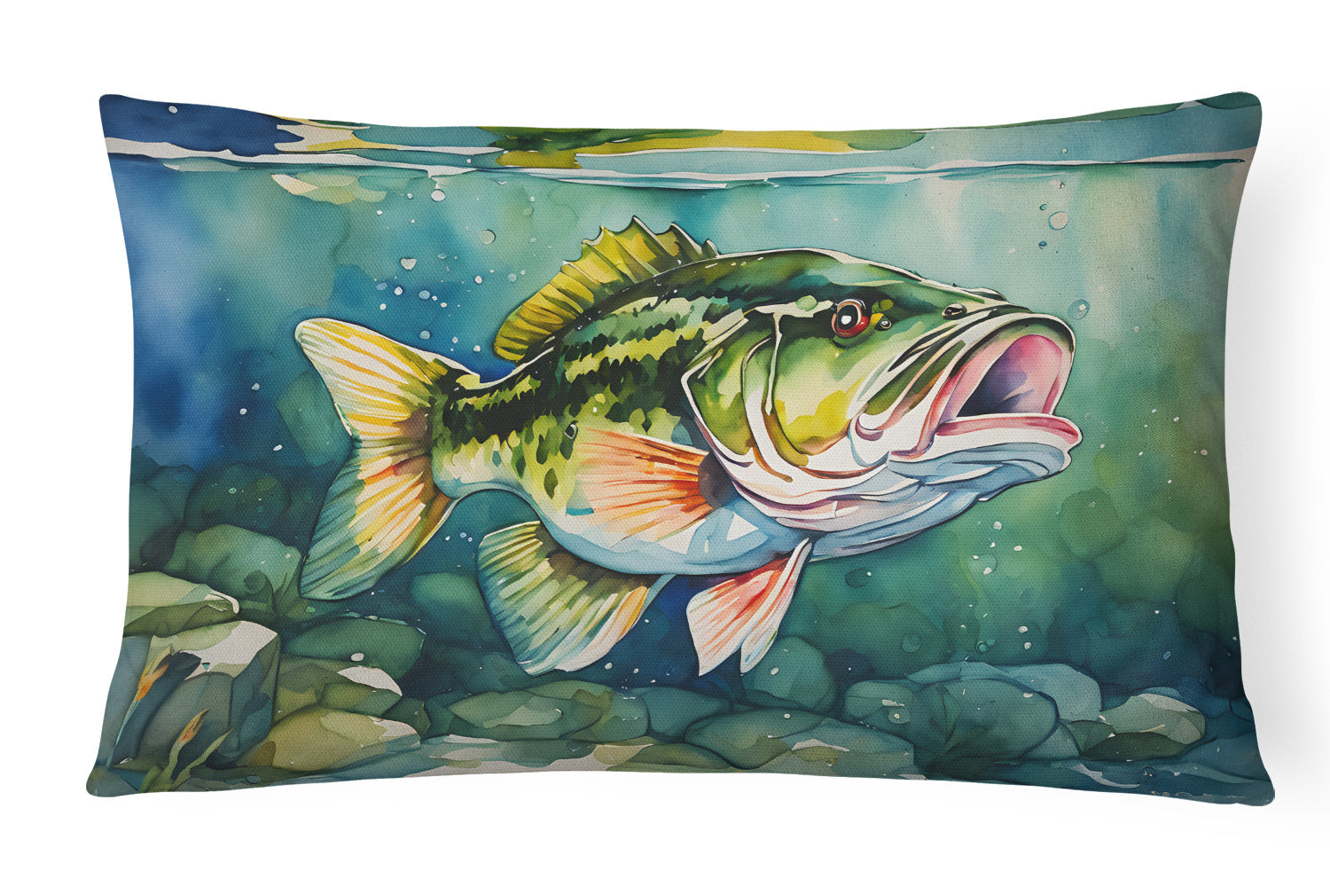 Nautical Collection Throw Pillow Throw Pillow for Indoor Couch Bed Outdoor Patio Washable, Largemouth Bass 2804,12Hx16W