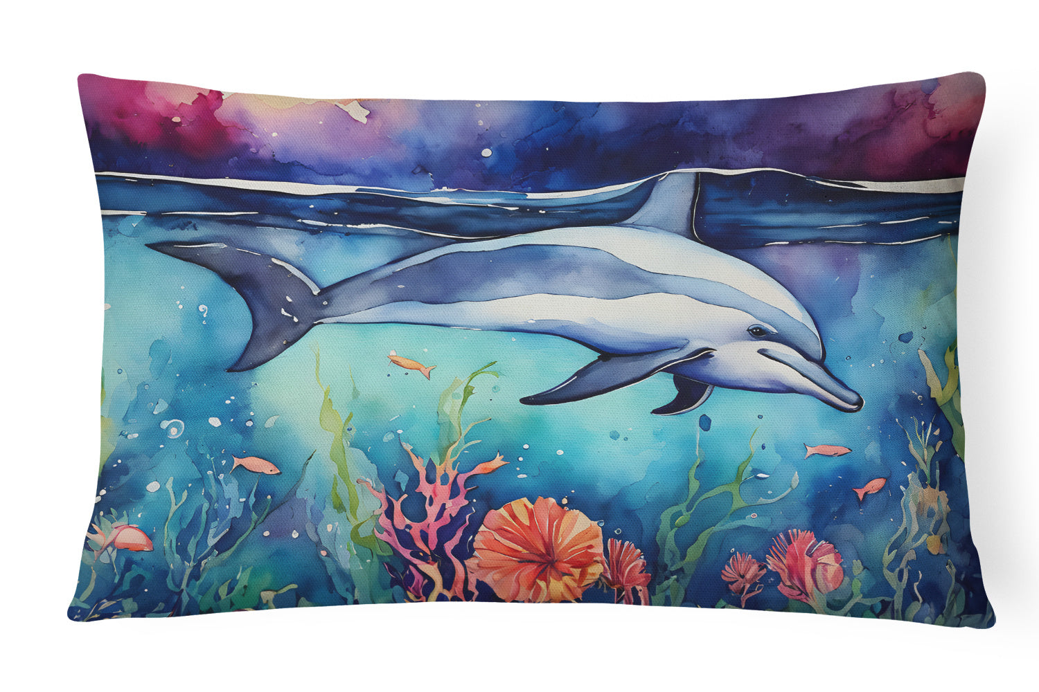 Nautical Collection Throw Pillow Throw Pillow for Indoor Couch Bed Outdoor Patio Washable, Dolphin 2782,12Hx16W