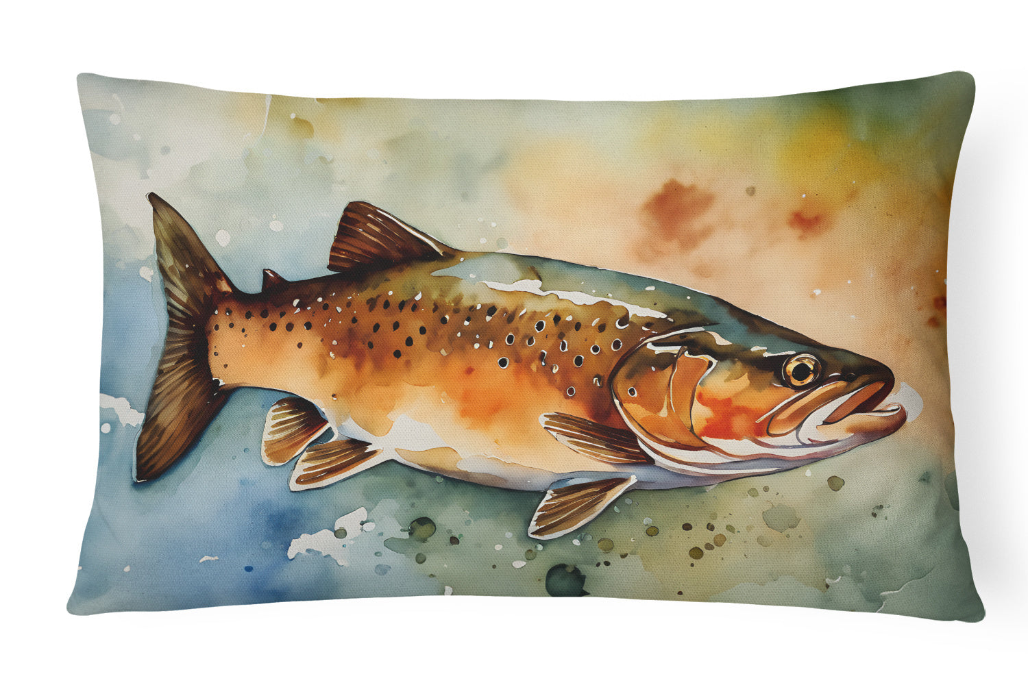 Nautical Collection Throw Pillow Throw Pillow for Indoor Couch Bed Outdoor Patio Washable, Brook Trout 2779,12Hx16W