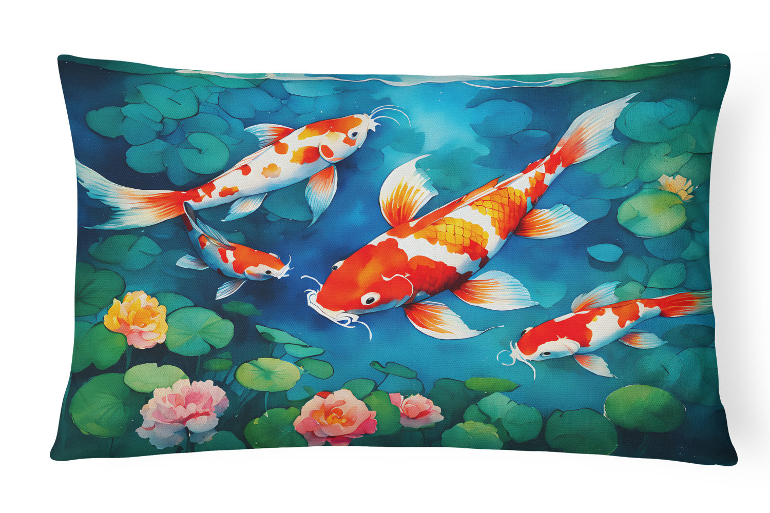 Nautical Collection Throw Pillow Throw Pillow for Indoor Couch Bed Outdoor Patio Washable, Koi Fish 2797,12Hx16W