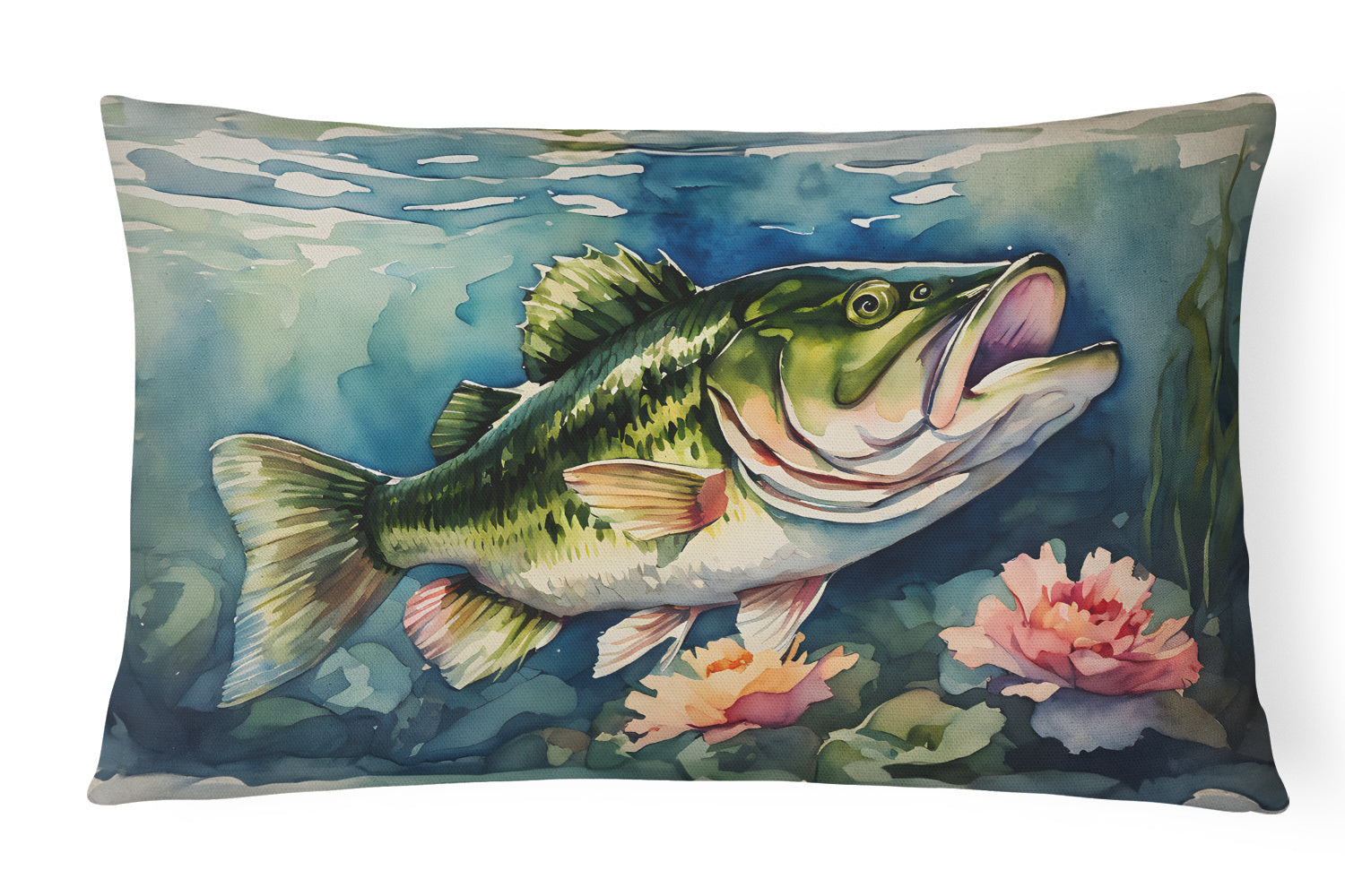 Nautical Collection Throw Pillow Throw Pillow for Indoor Couch Bed Outdoor Patio Washable, Largemouth Bass 2803,12Hx16W