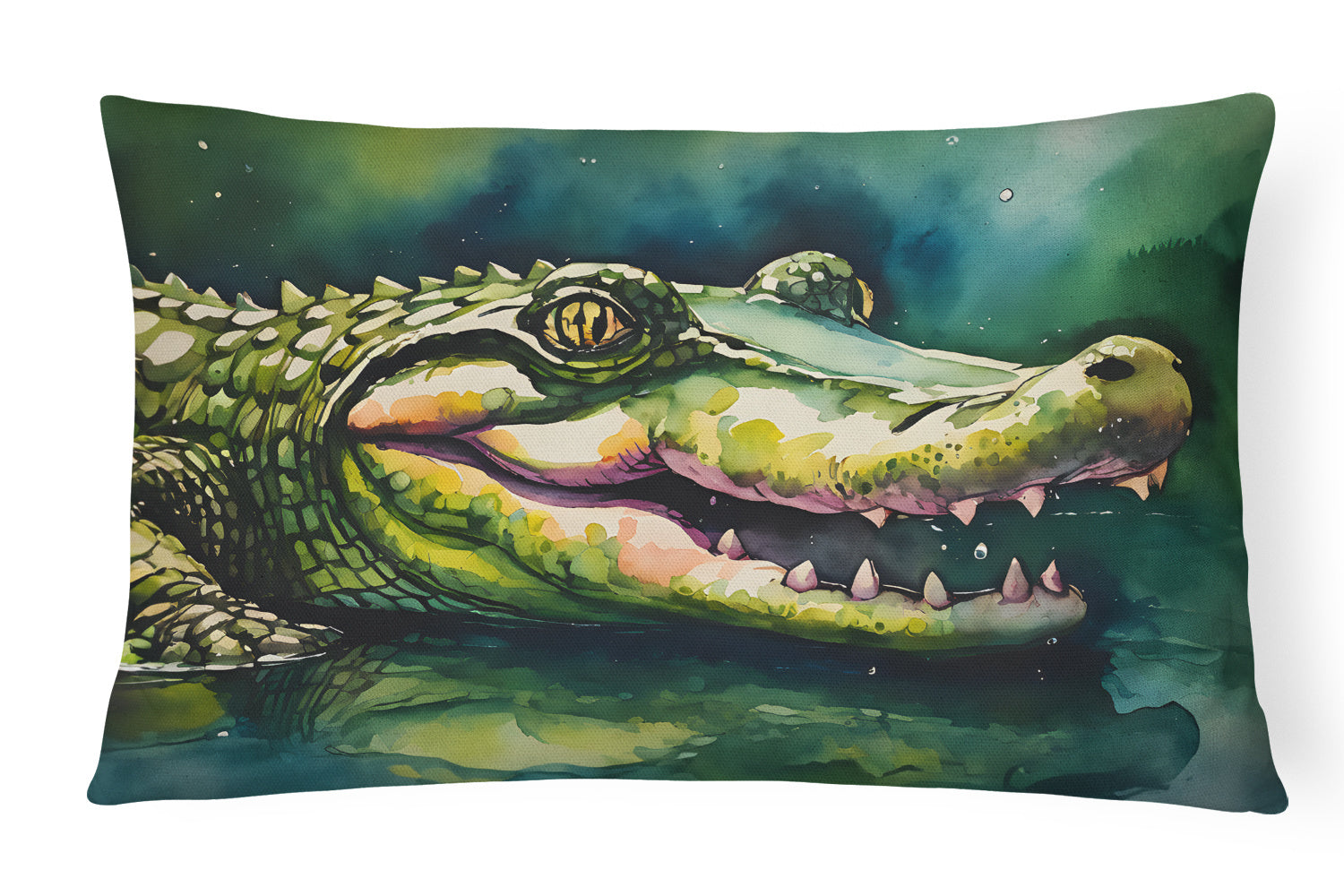 NEW Watercolor Wildlife Throw Pillow Throw Pillow for Indoor Couch Bed Outdoor Patio Washable, Alligator 2867,12Hx16W