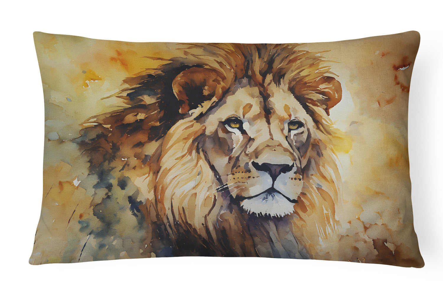 NEW Watercolor Wildlife Throw Pillow Throw Pillow for Indoor Couch Bed Outdoor Patio Washable, Lion 2950,12Hx16W