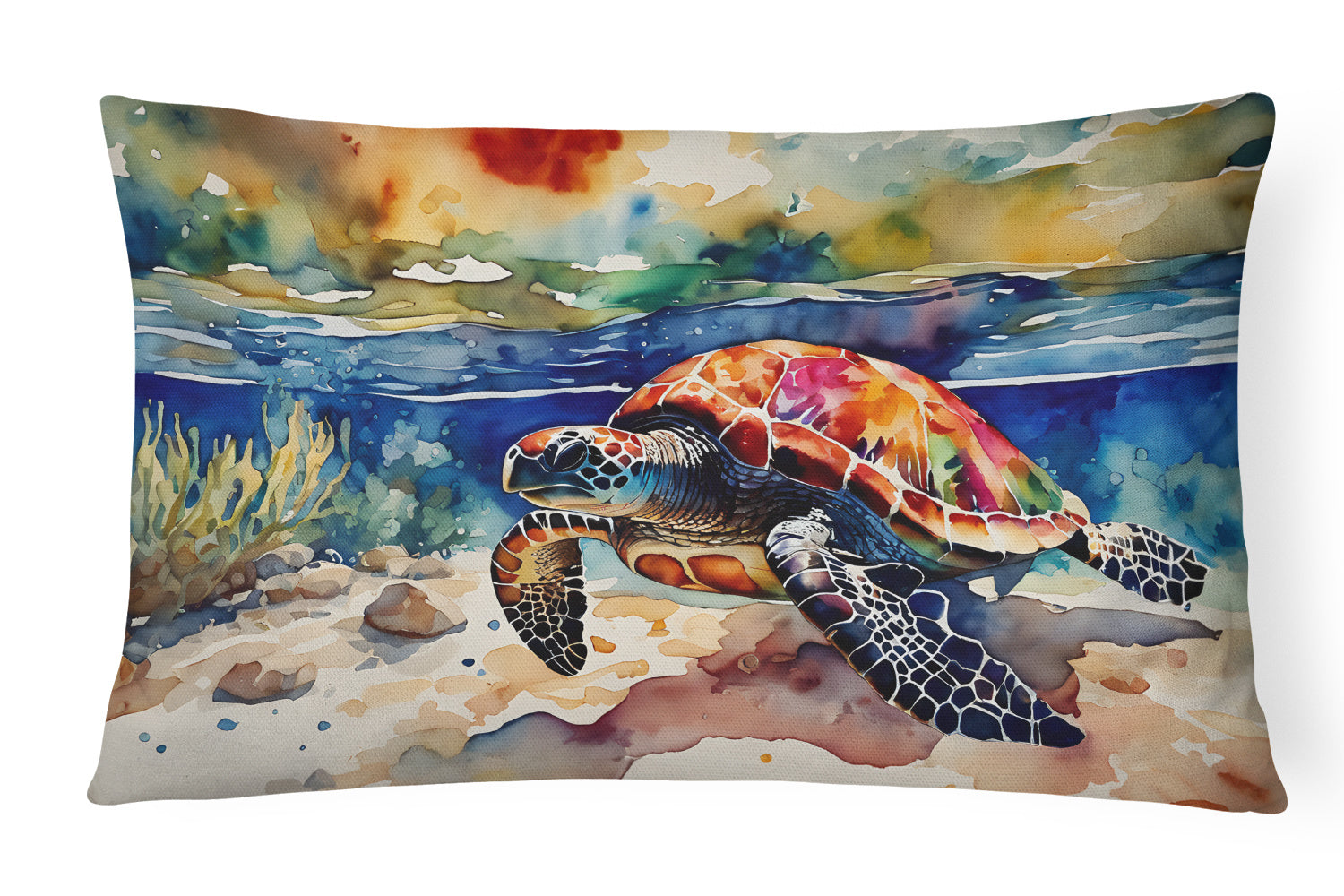 Nautical Collection Throw Pillow Throw Pillow for Indoor Couch Bed Outdoor Patio Washable, Loggerhead Sea Turtle 2806,12Hx16W