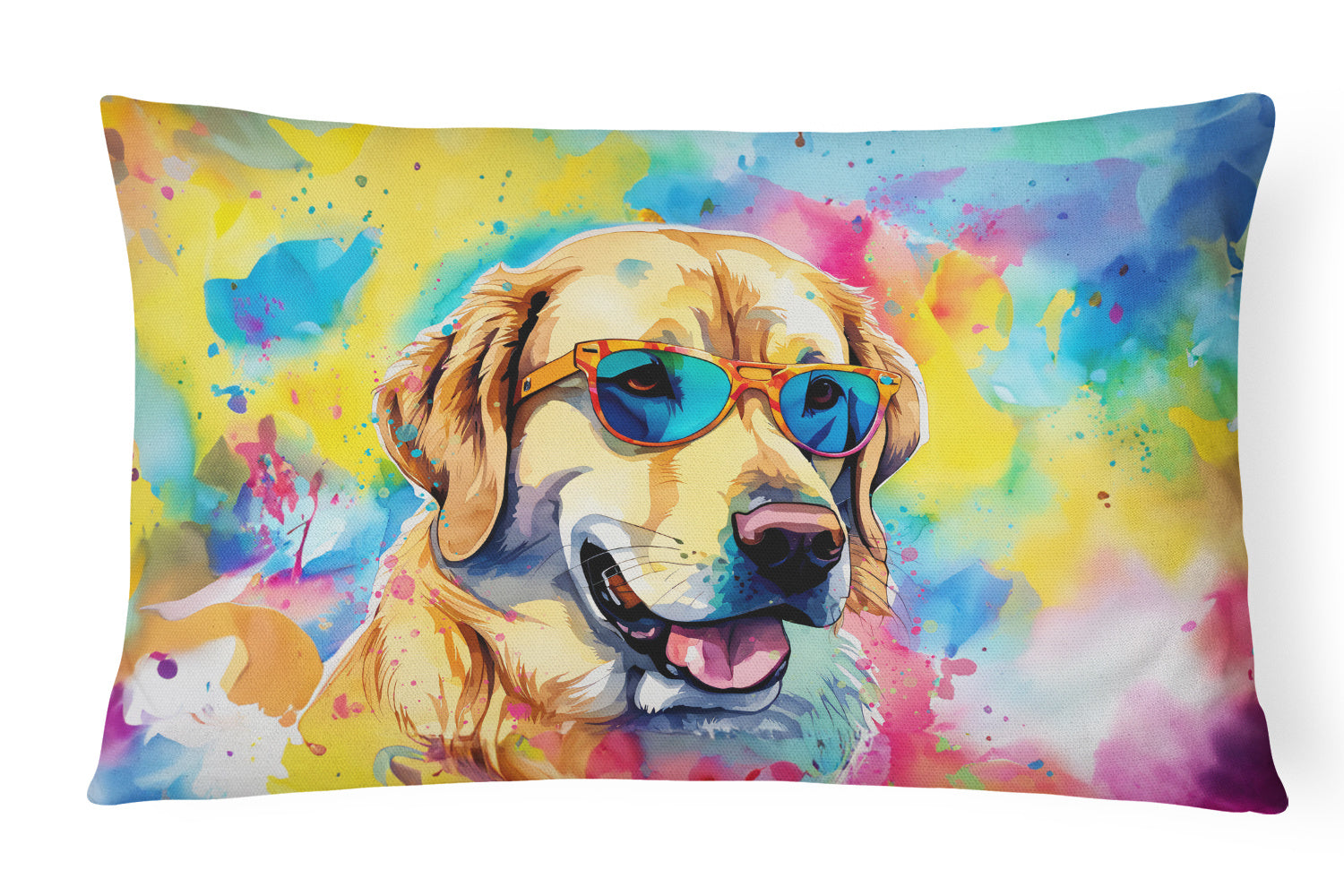 Hippie Dawg Throw Pillow Throw Pillow for Indoor Couch Bed Outdoor Patio Washable, Labrador Yellow 2529,12Hx16W