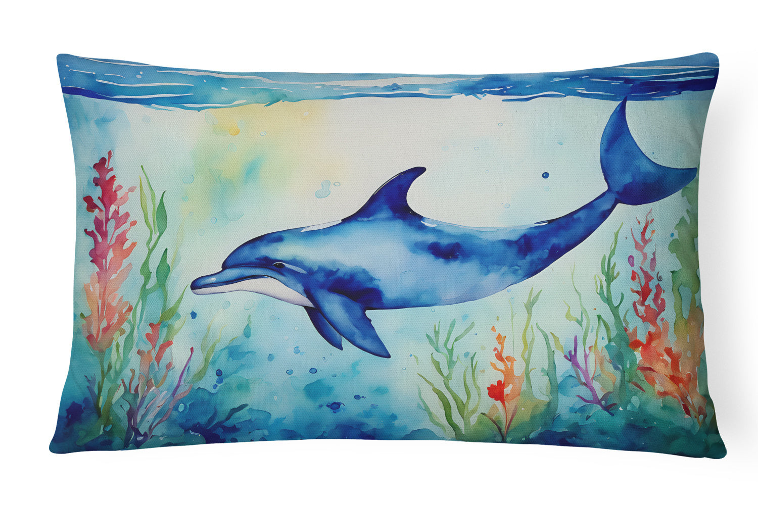 Nautical Collection Throw Pillow Throw Pillow for Indoor Couch Bed Outdoor Patio Washable, Dolphin 2781,12Hx16W